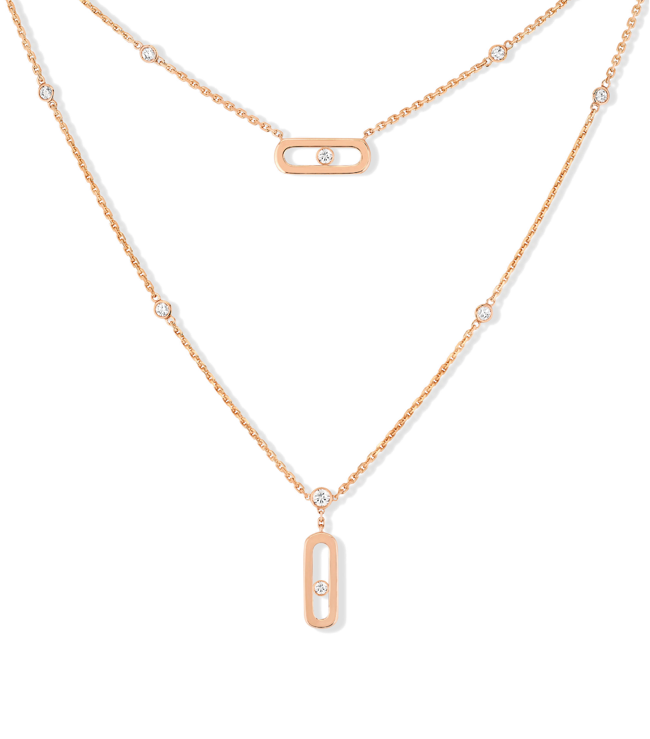 Collar Move Uno 2 rangs classique en oro rosa de 18 Kts Mujer