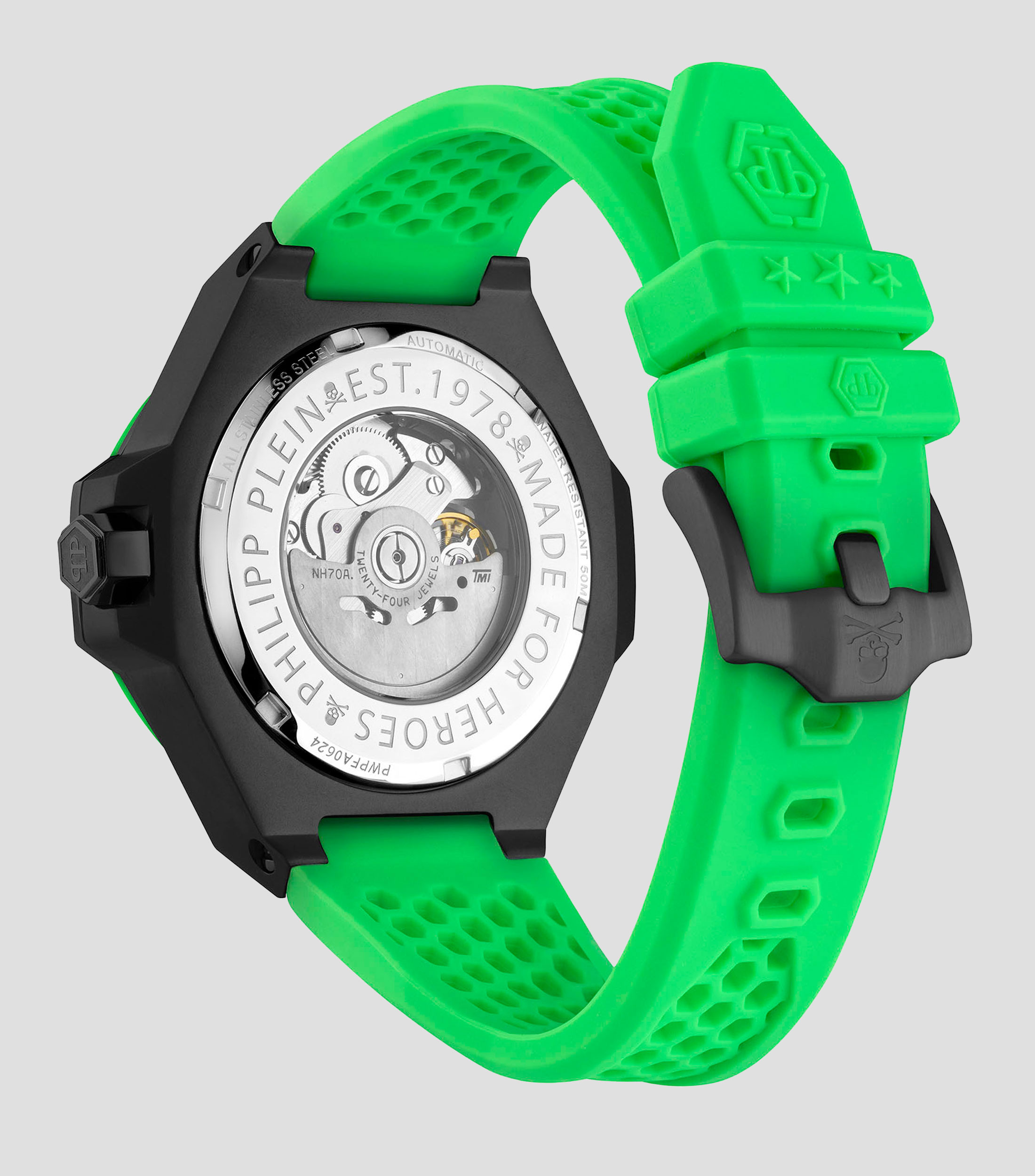Reloj para Hombre Plein Skeleton Royal Casual, Verde, Negro