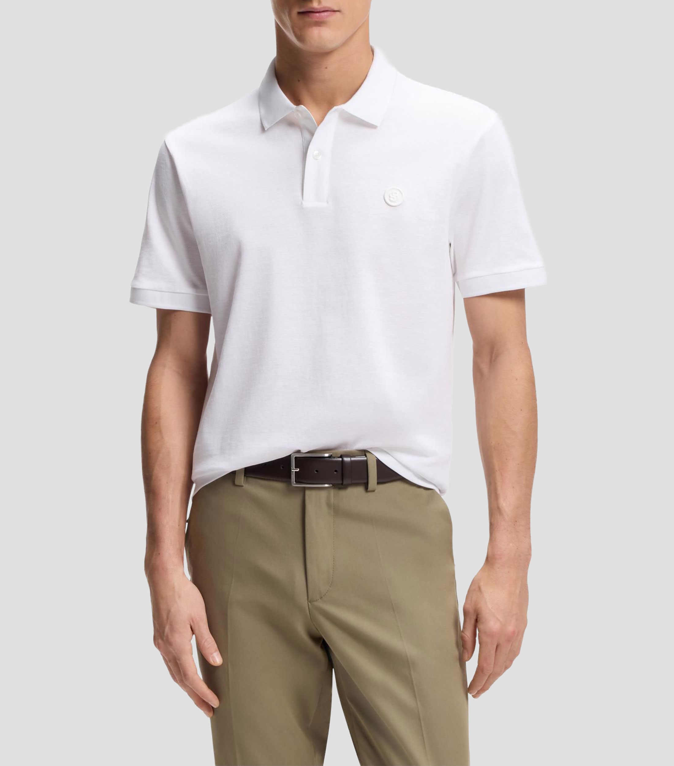 Polo de piqué de algodón con monograma Double B Hombre