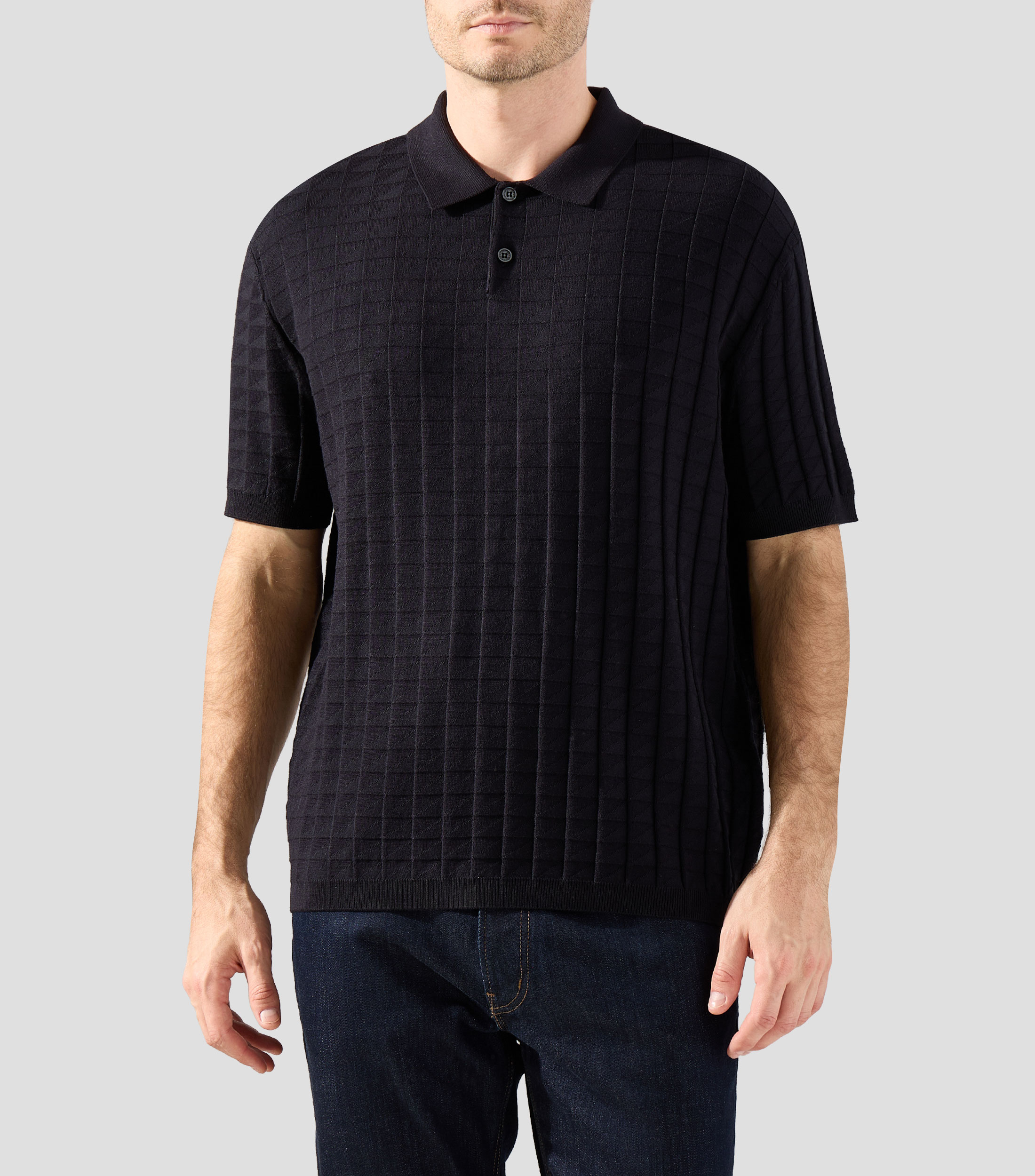 Playera tipo polo manga corta con cuadros Hombre