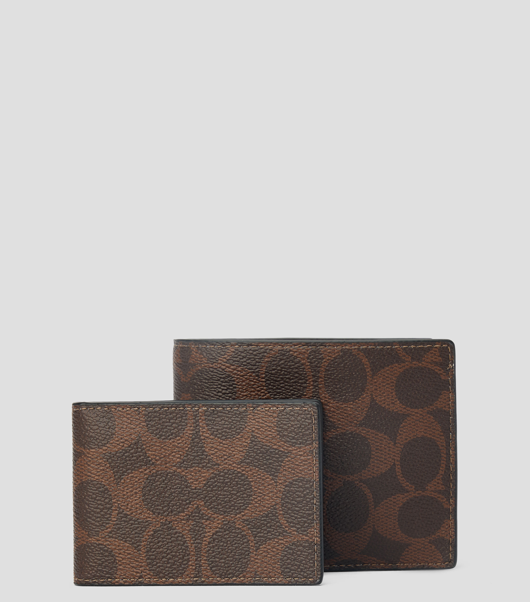 Cartera bifold en piel vacuna 3 en 1 con monogram estampado Hombre