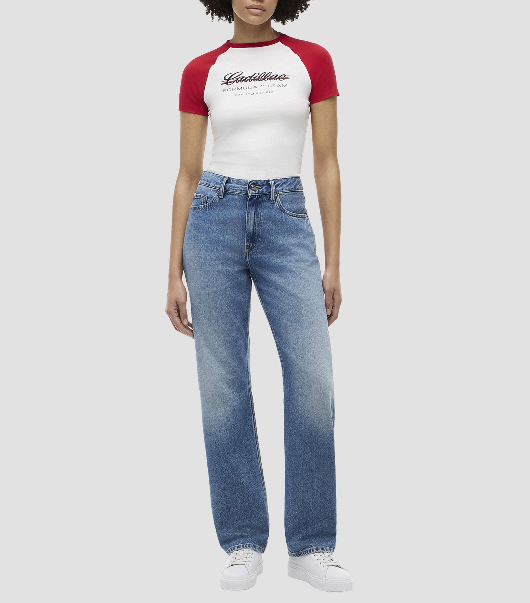 Playera cuello redondo manga corta con estampado Mujer