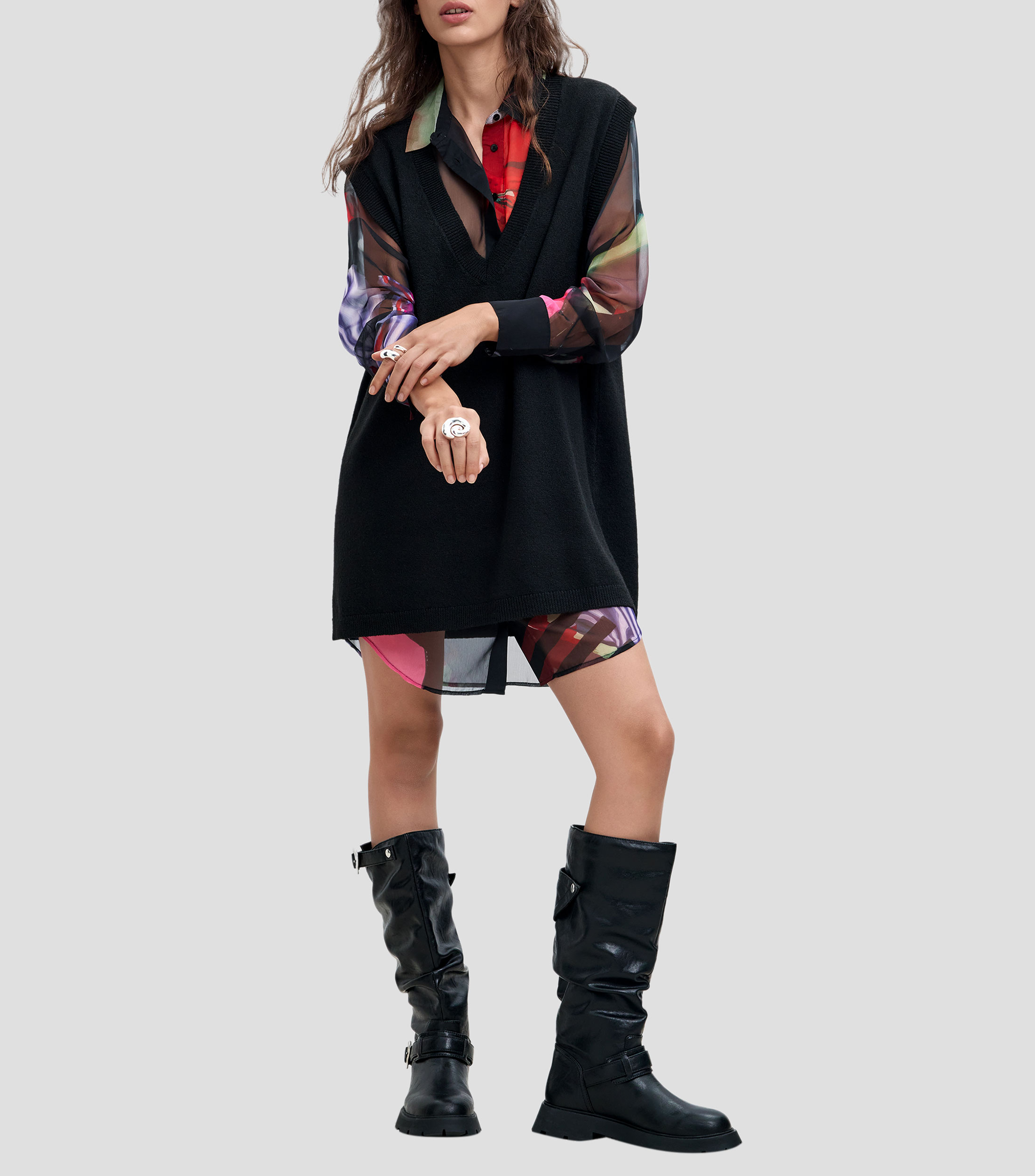 Vestido corto estampado Mujer