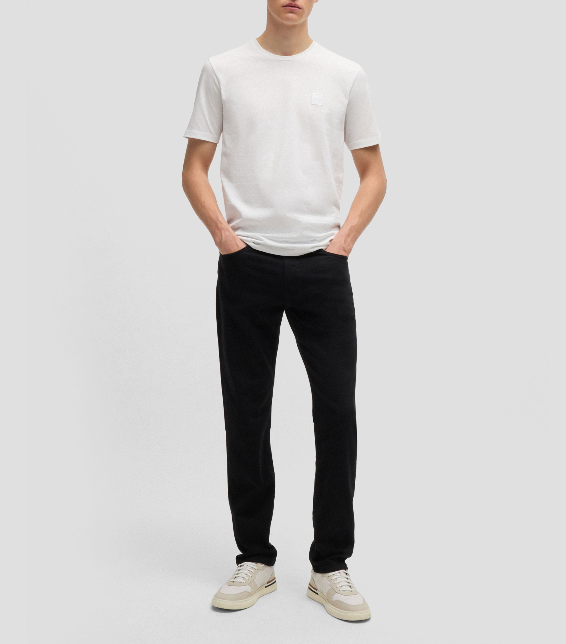 Playera de punto de algodón con parche de logo Hombre