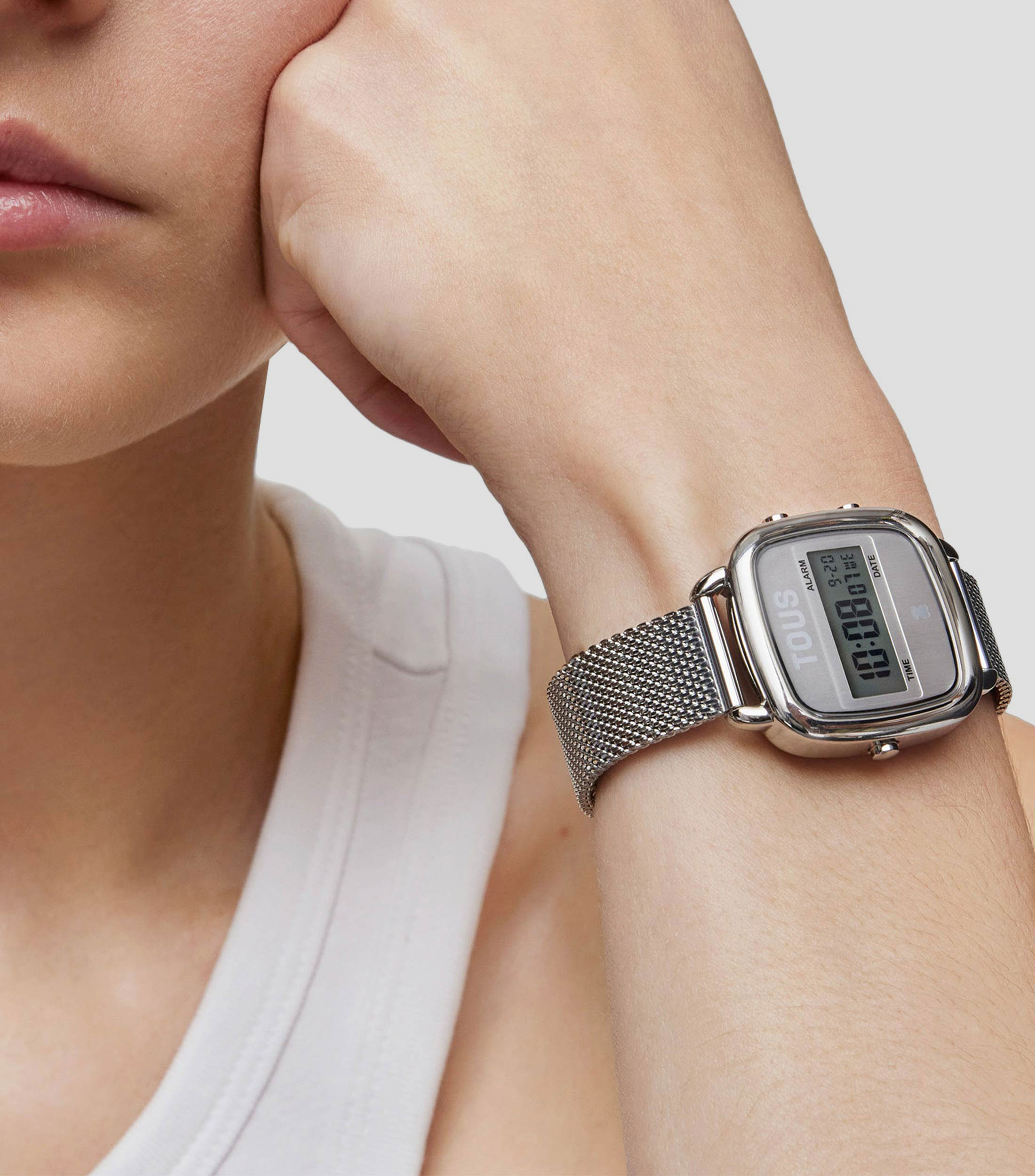 Reloj digital para mujer D-Logo New Casual, Plateado