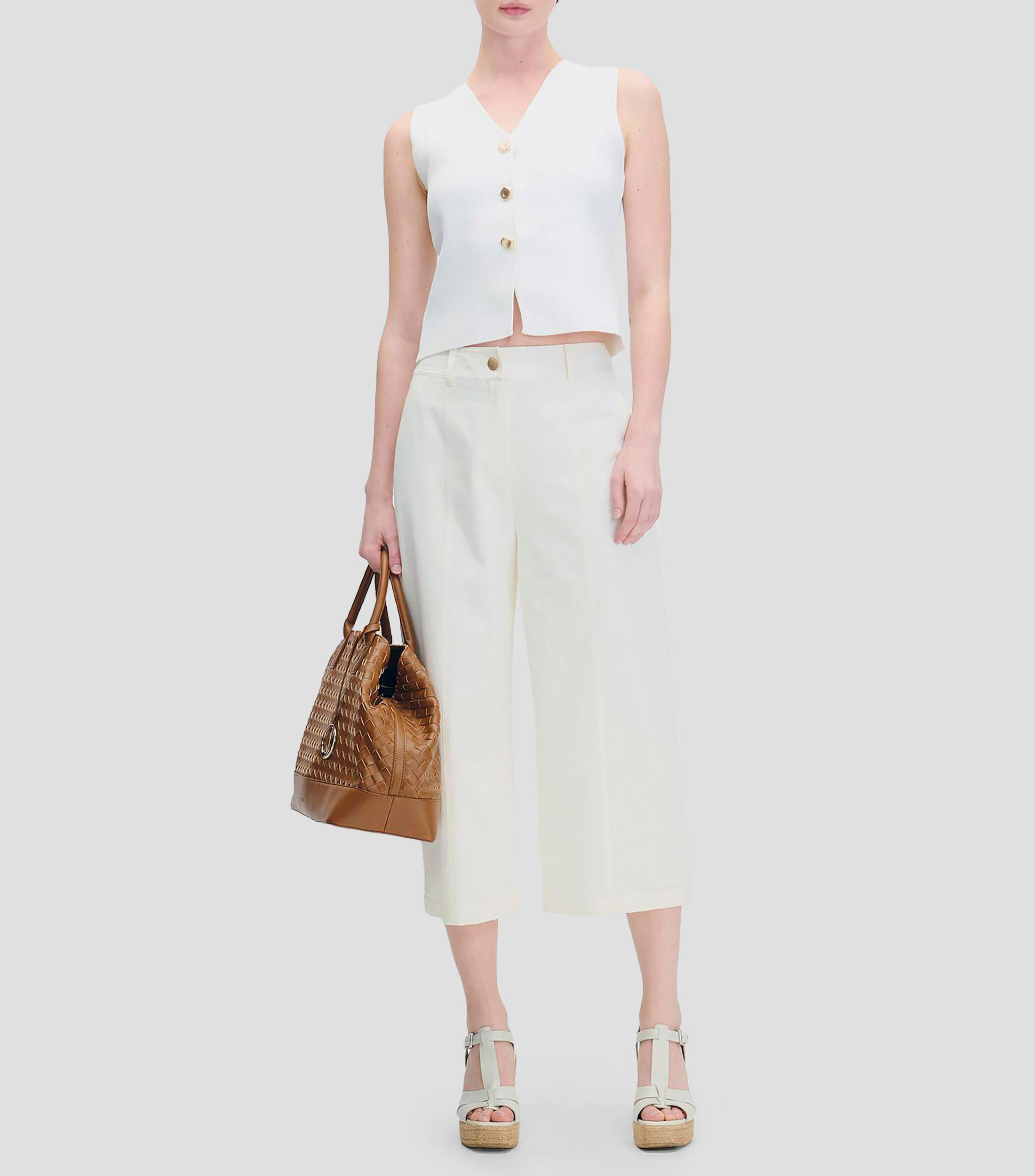 Pantalón Tiro Alto Natural Detalle Fraccionado Mujer