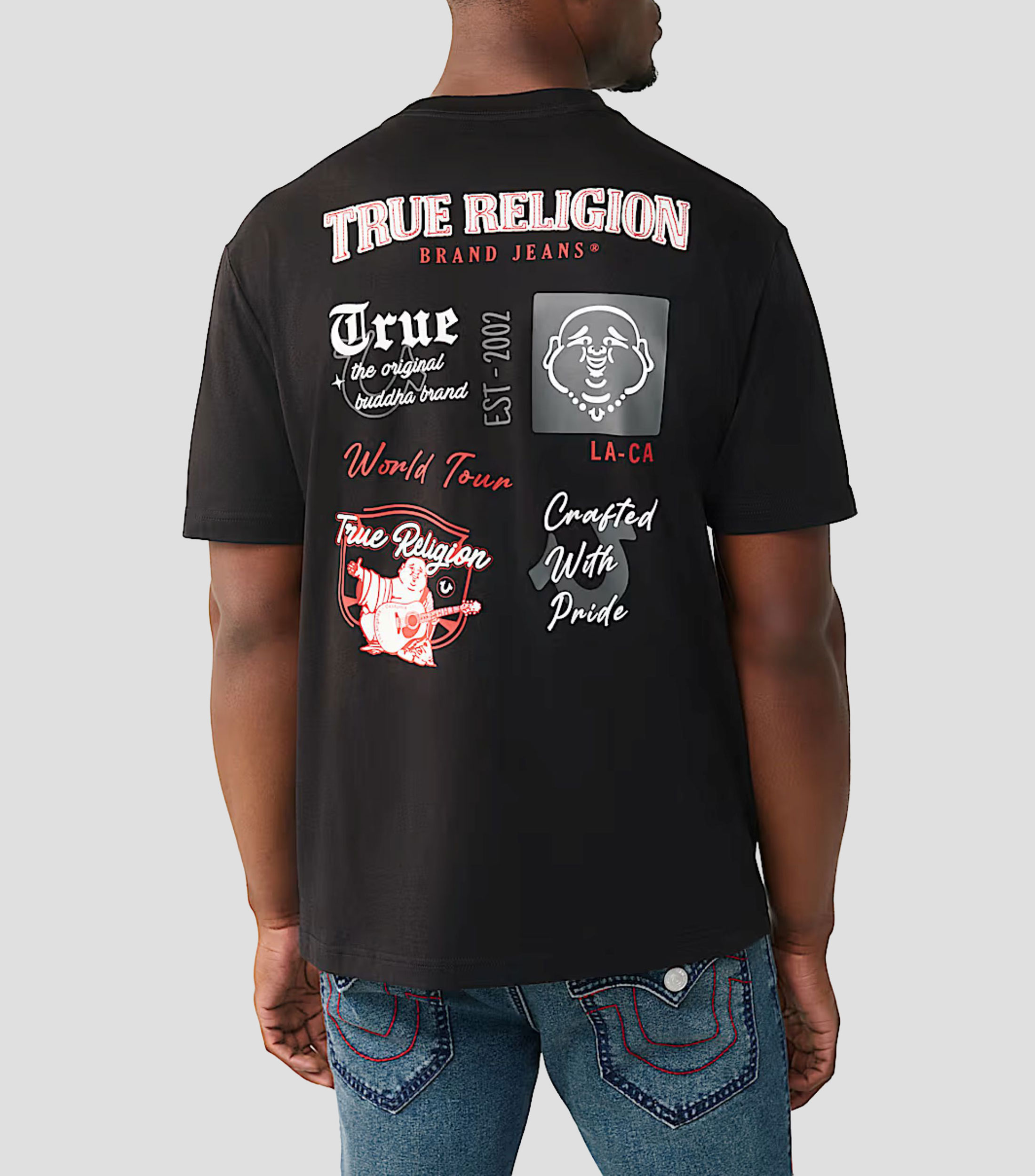 Playera cuello redondo manga corta estampada Hombre