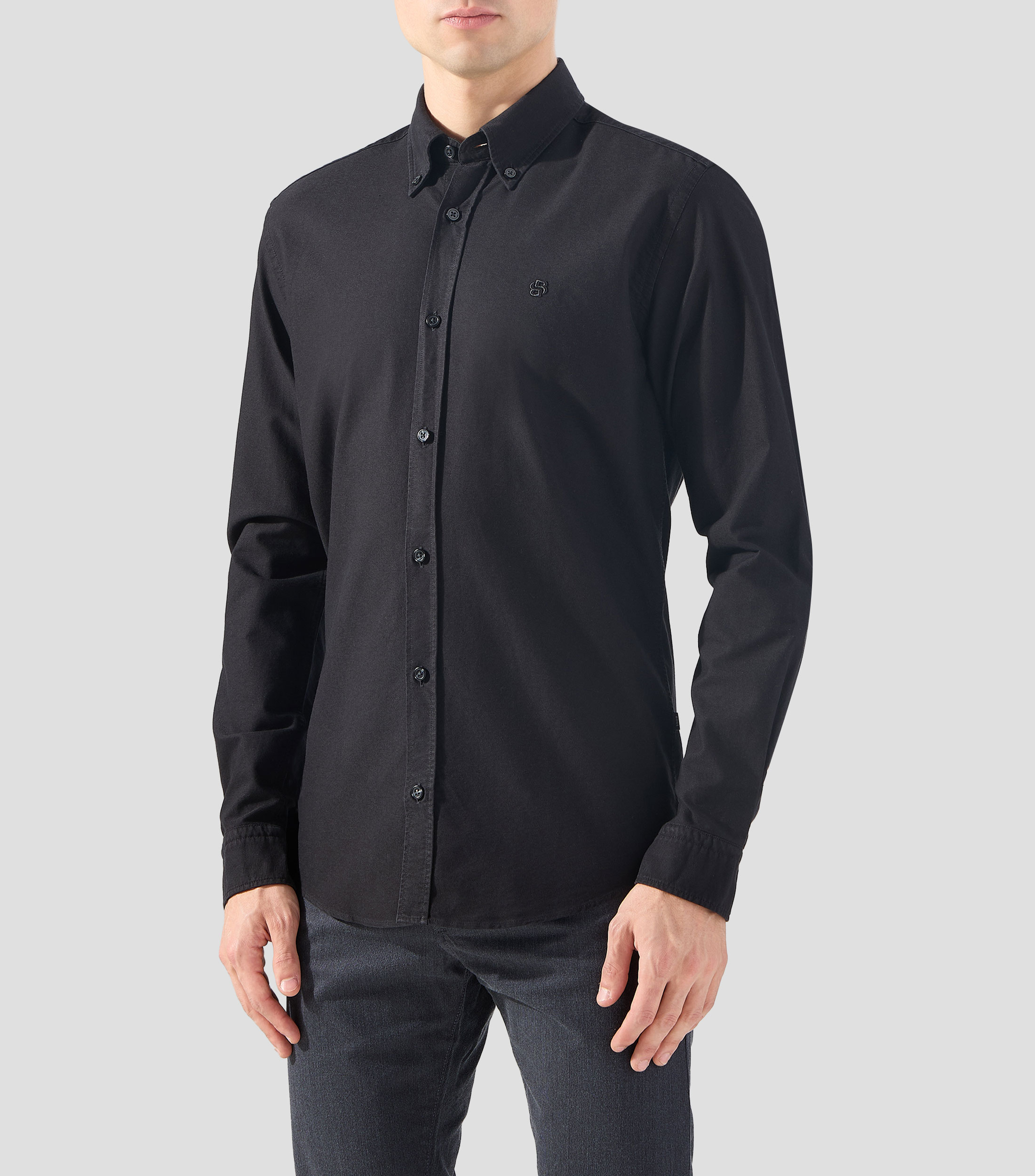 Camisa slim fit de algodón Oxford Hombre