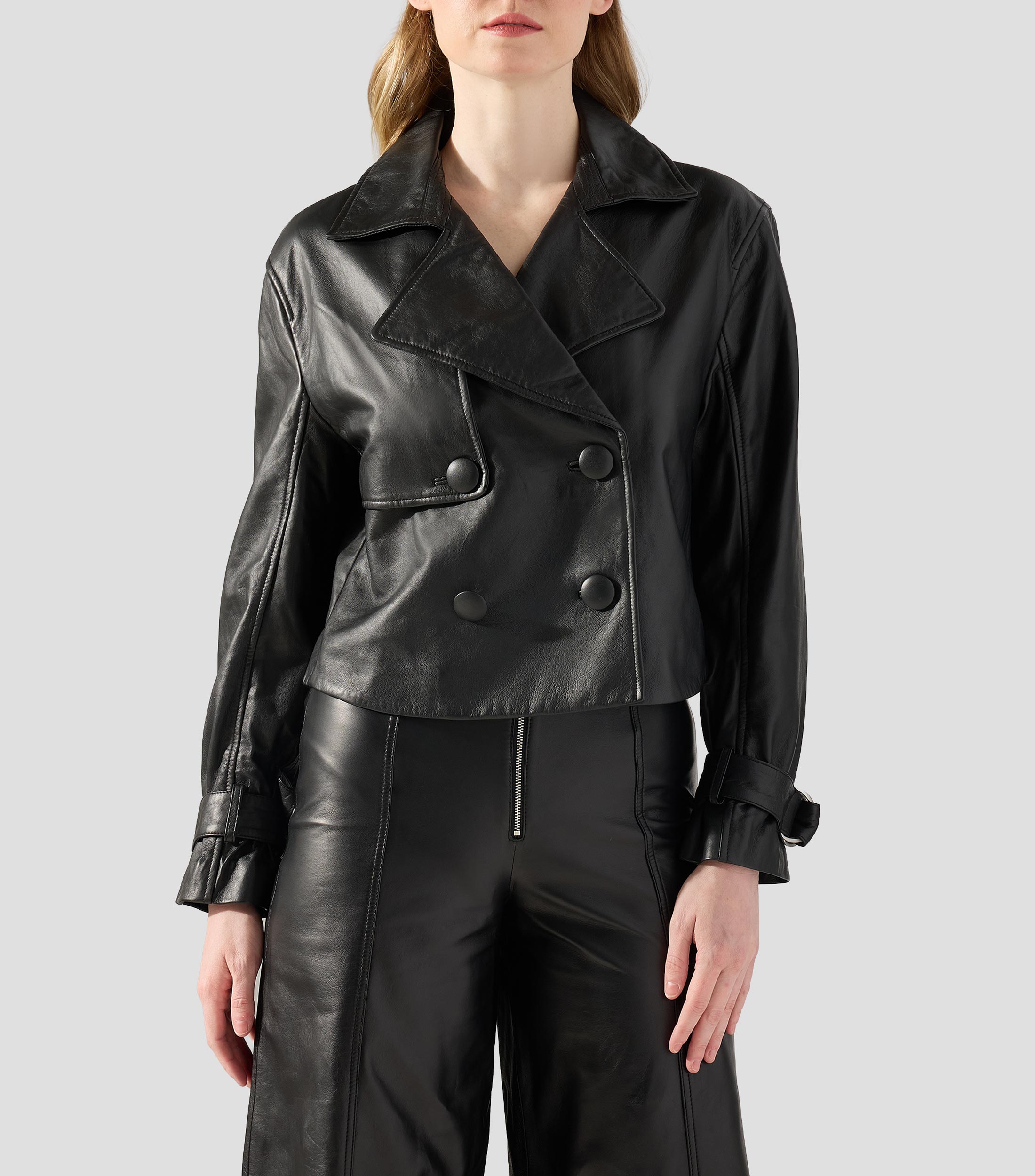 Chamarra biker en piel Mujer