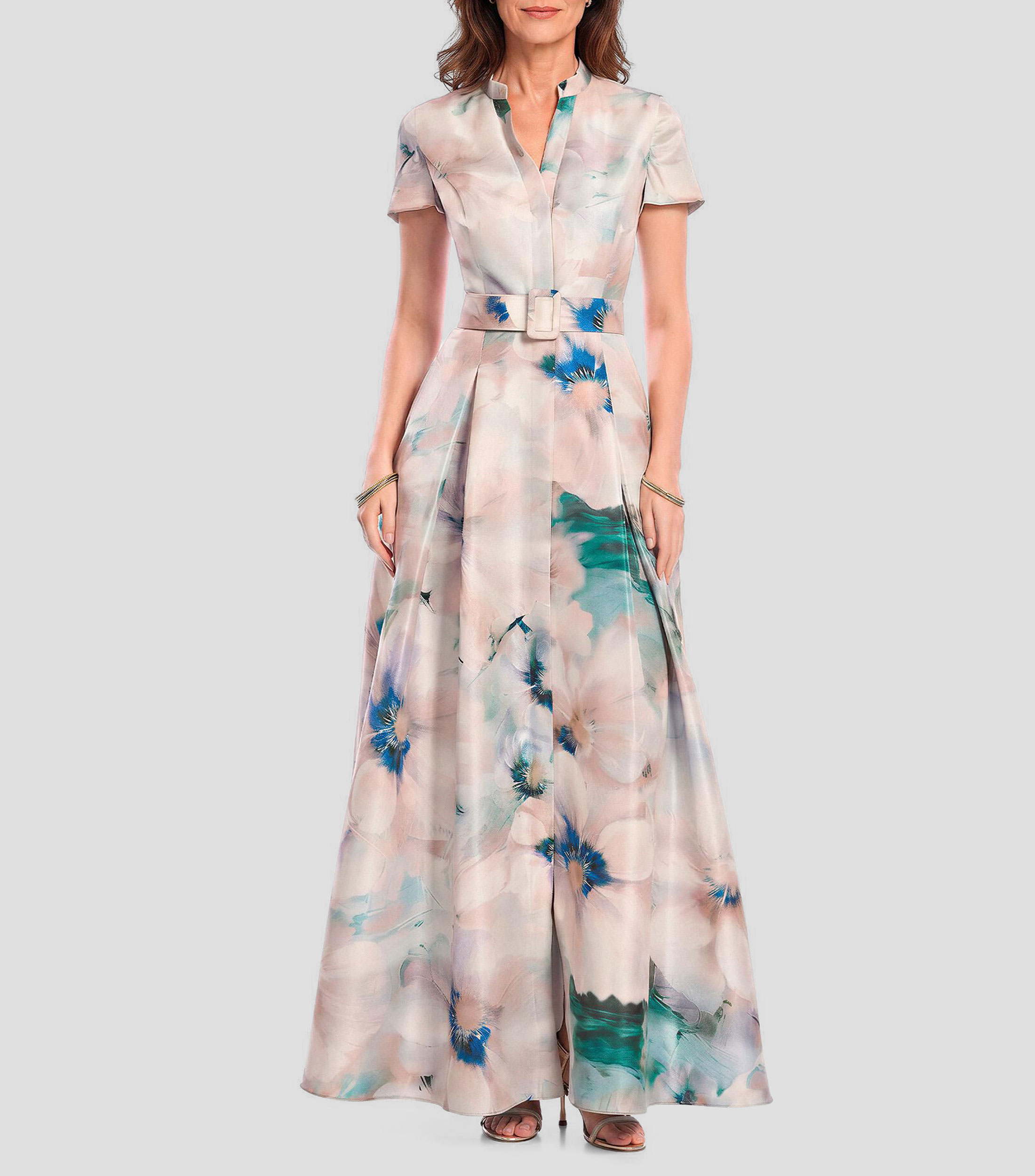 Vestido de fiesta largo estampado Mujer