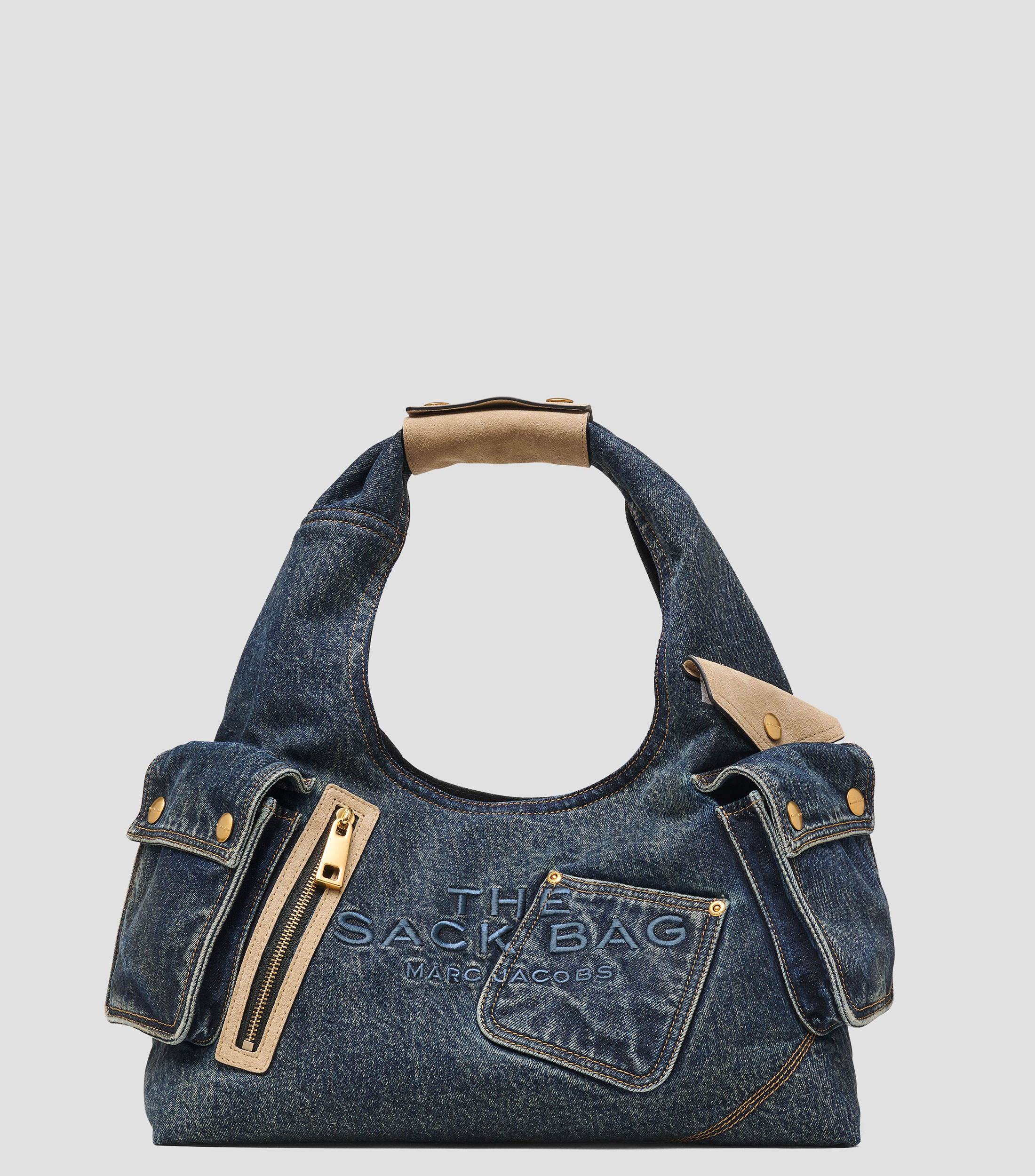 Bolsa shoulder azul Cargo lisa Mujer