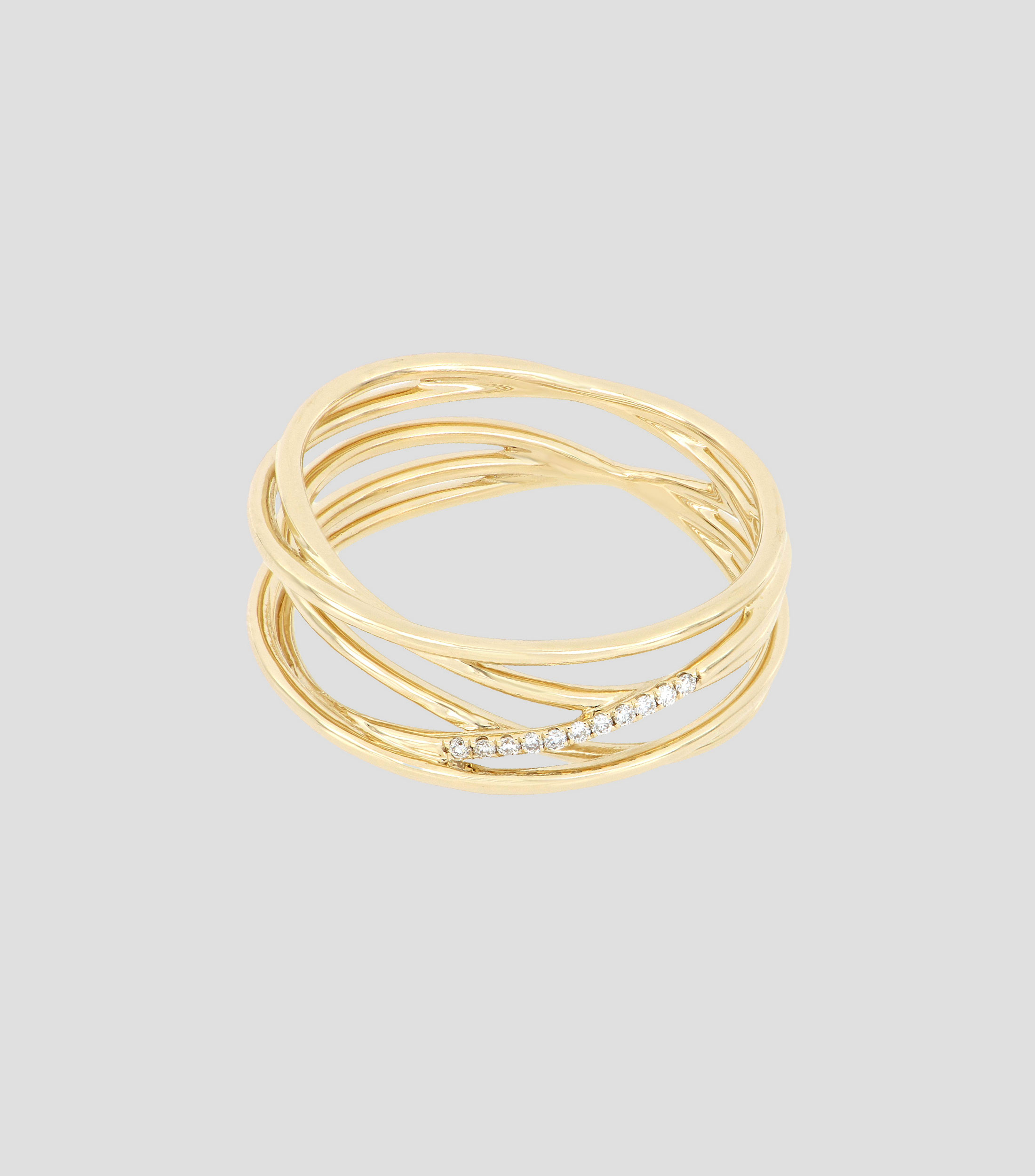 Anillo en oro amarillo de 18 Kts con diamantes Mujer