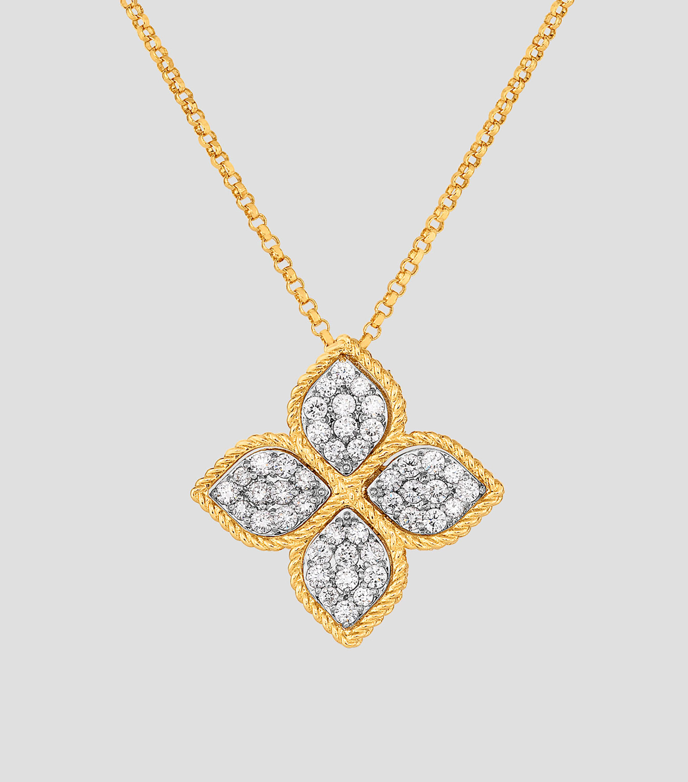 Collar en oro amarillo de 18 kilates con diamantes Princess Flower Mujer