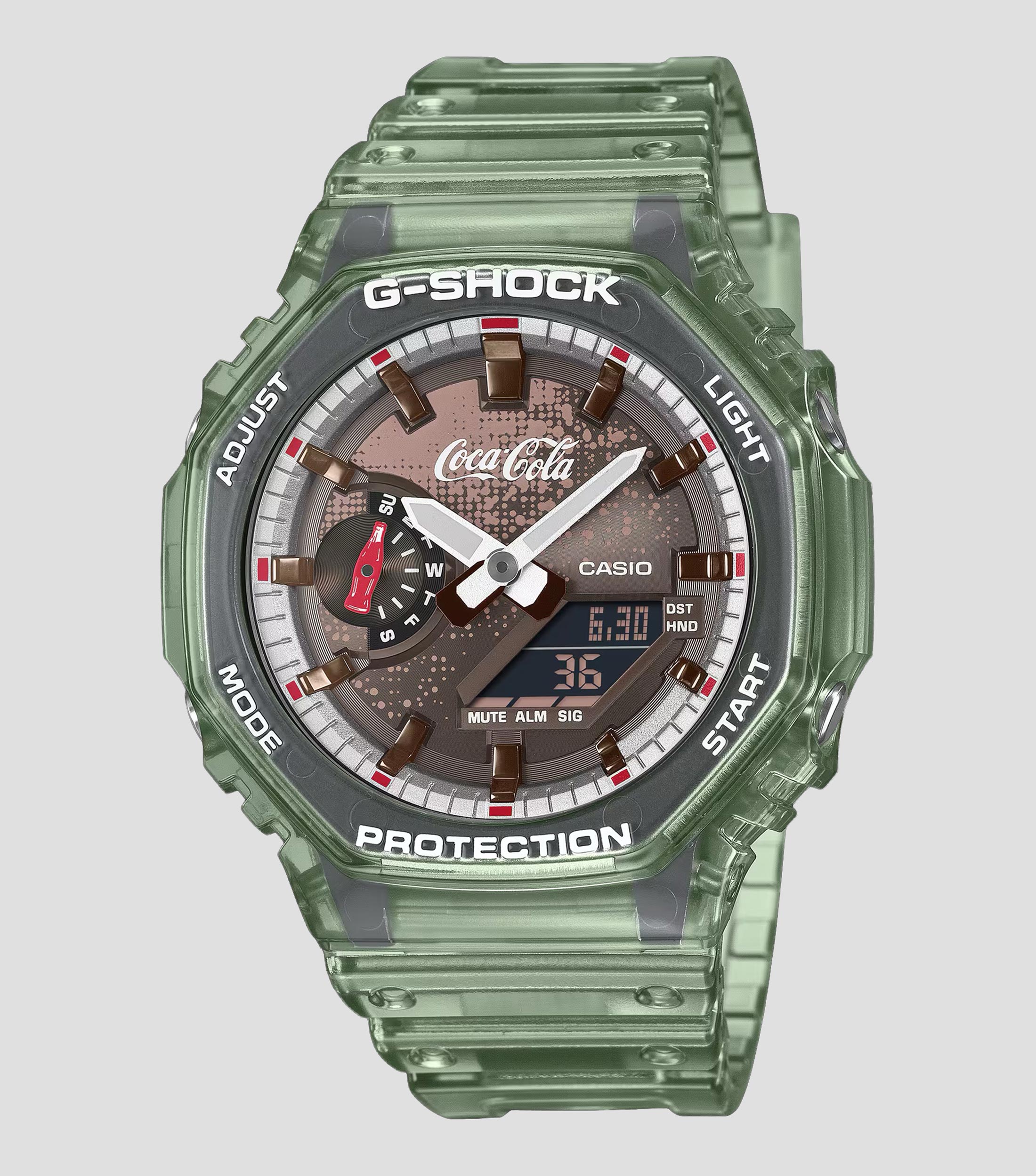 Reloj para hombre G-Shock Coca-Cola Edición Especial Verde translúcido, Café