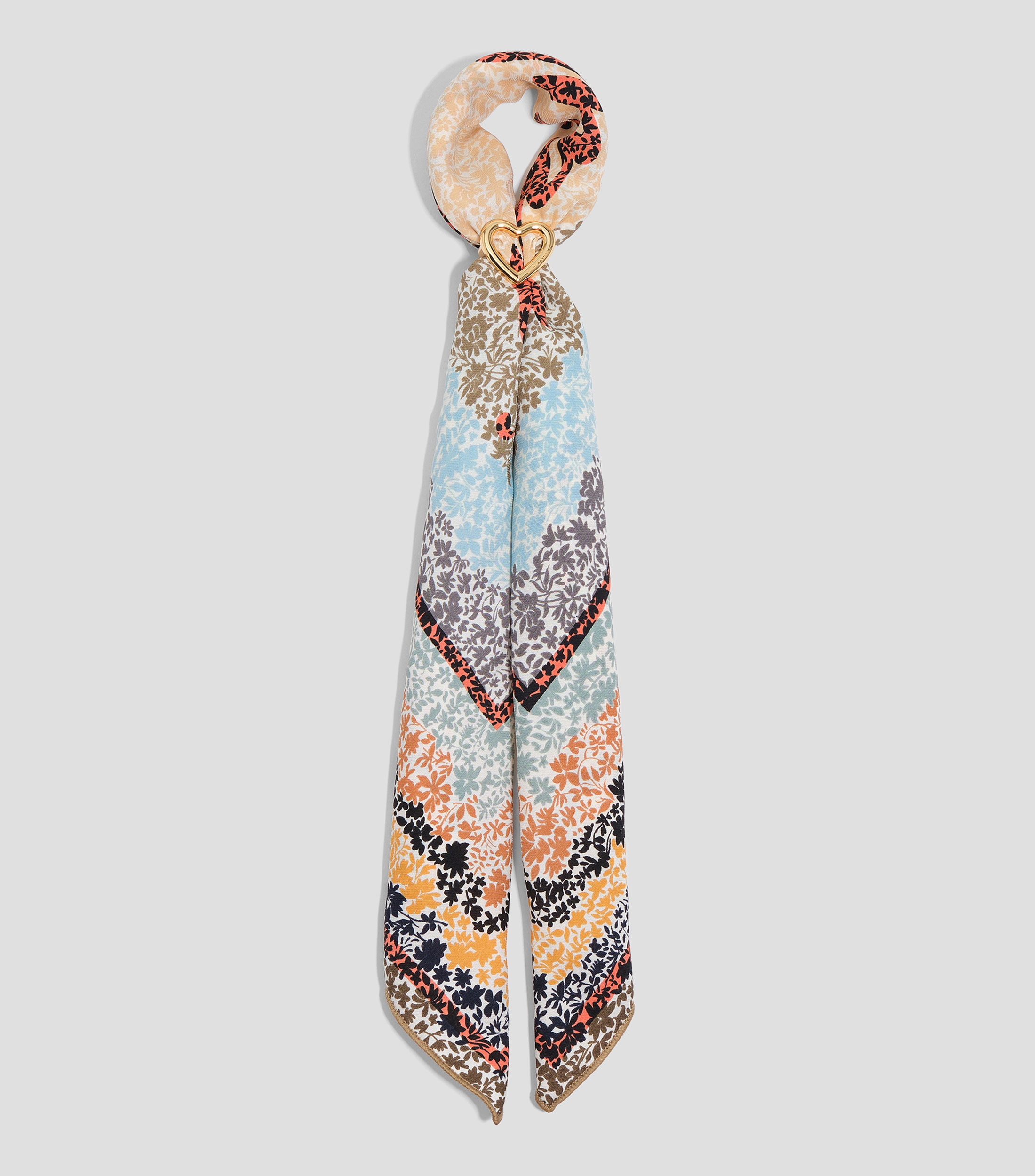 Pañuelo con charm para bolso con flores y logo Mujer