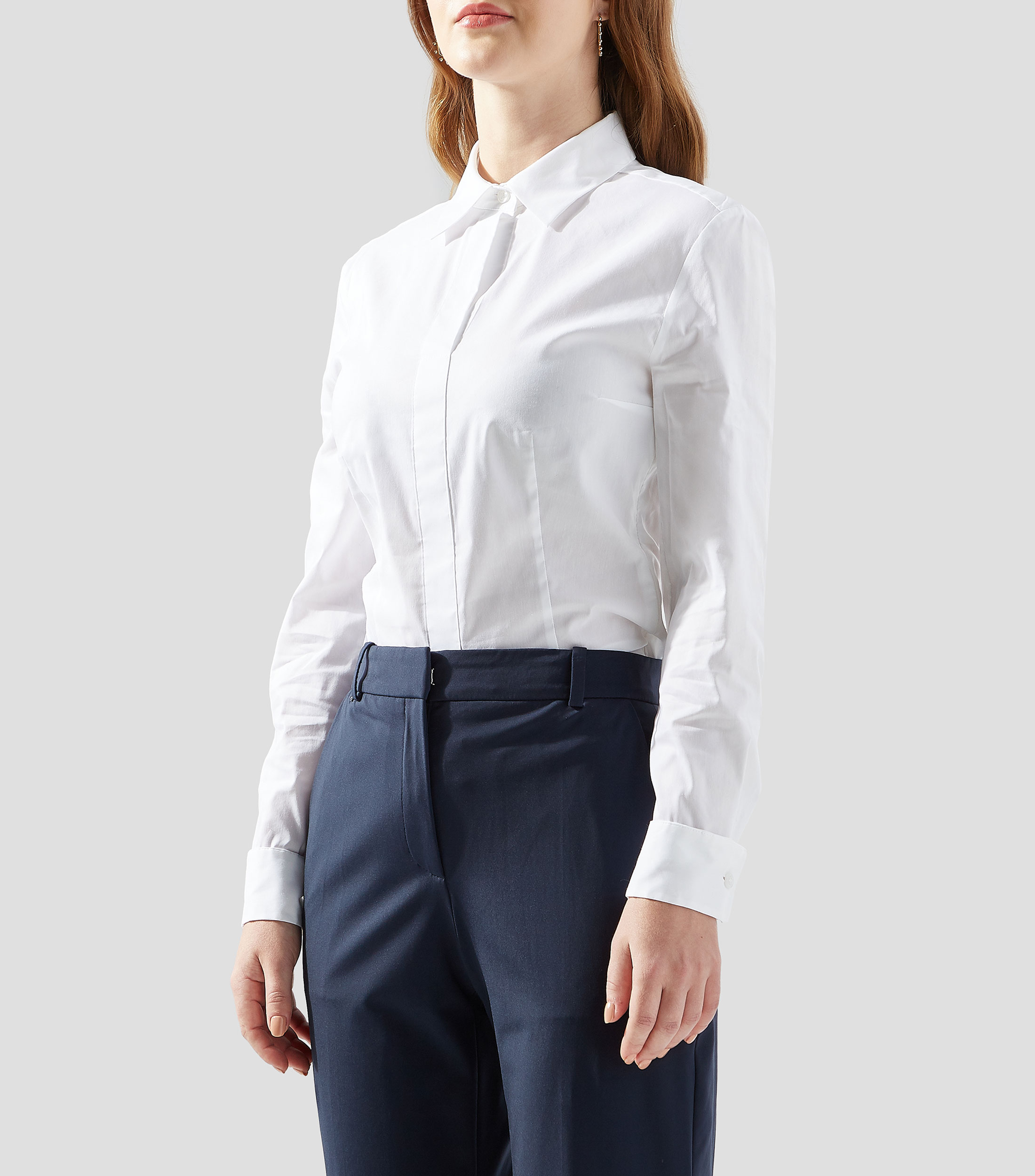 Blusa lisa manga larga Mujer