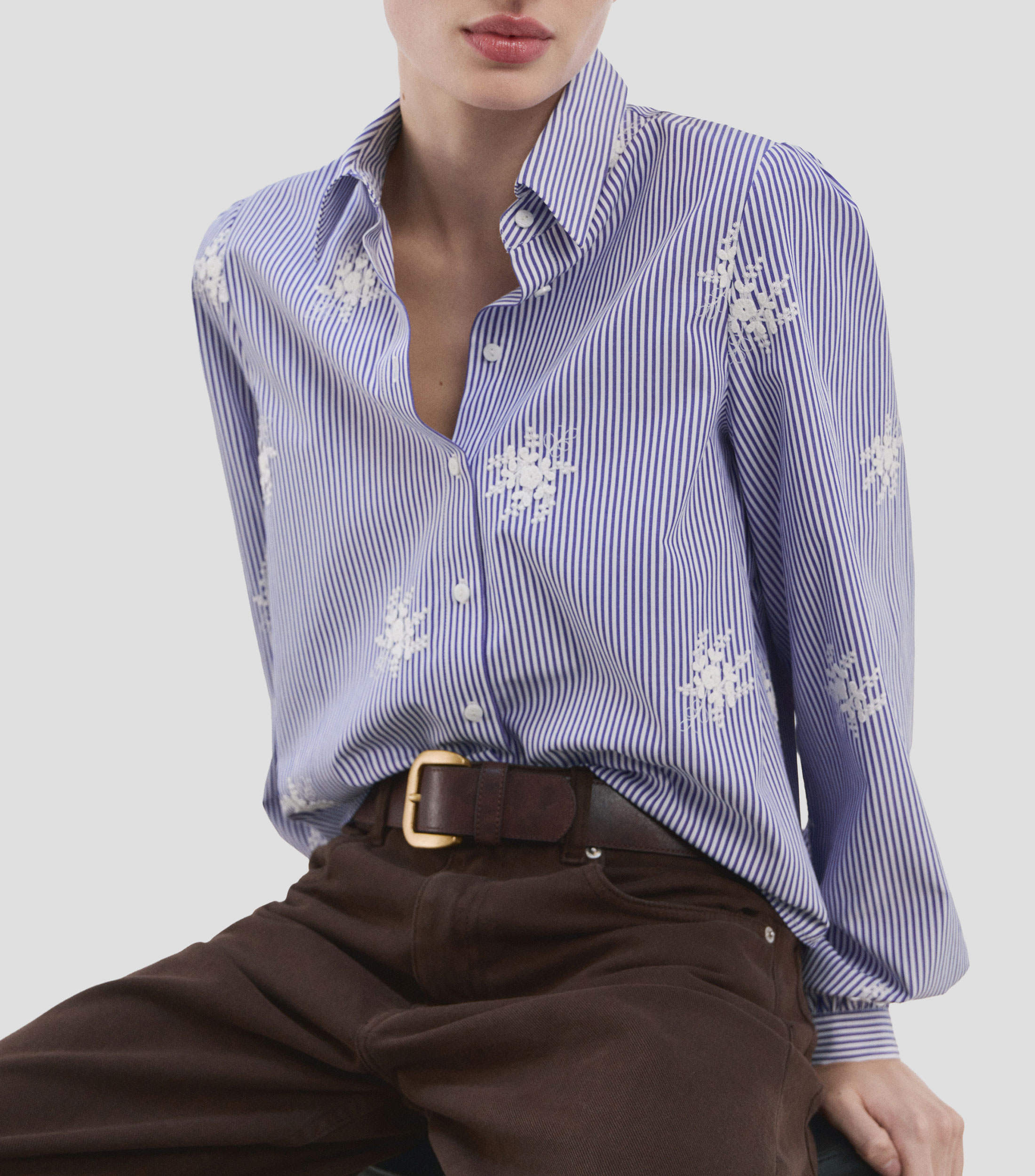 Camisa a rayas manga larga Mujer