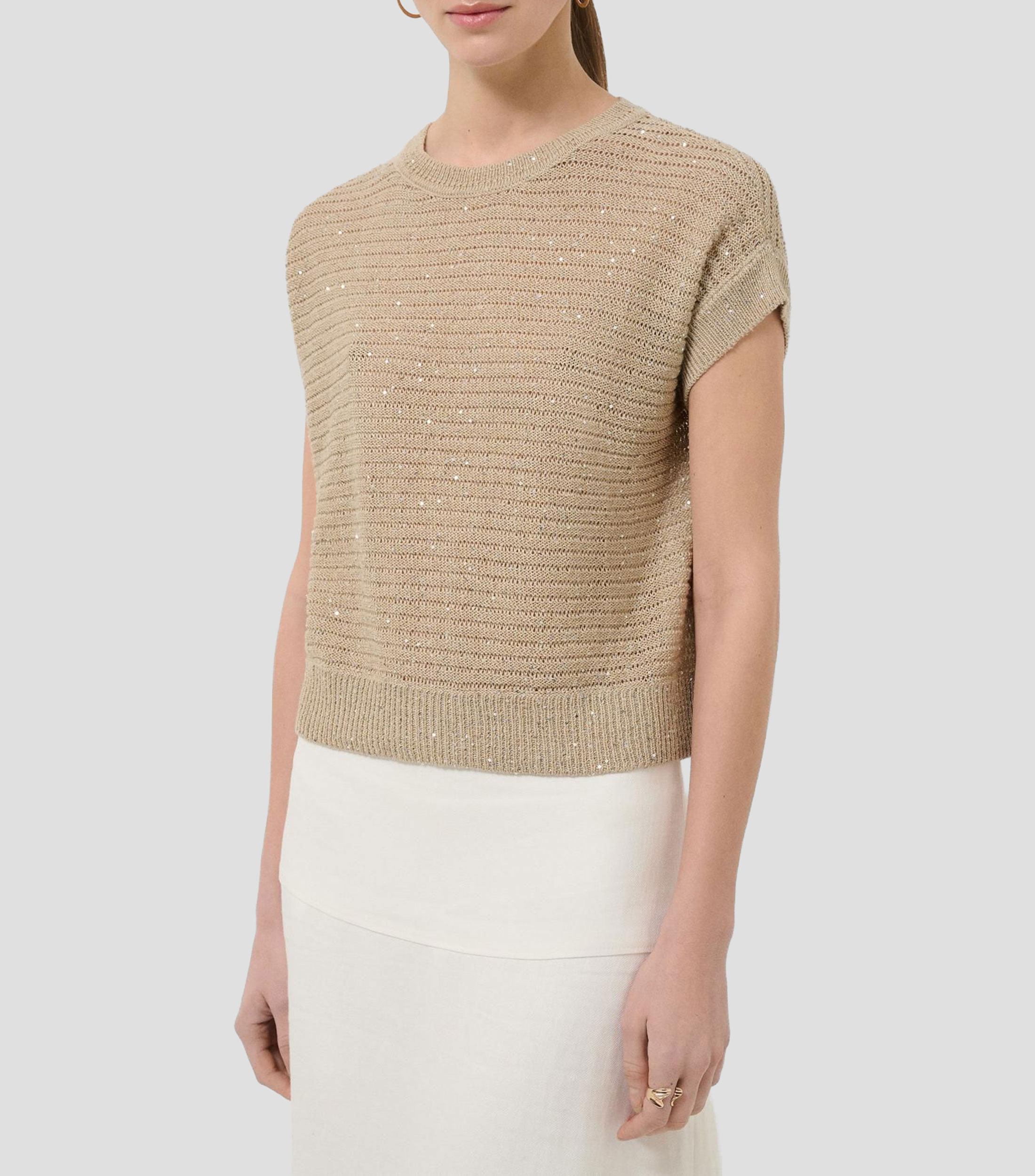 Playera cuello redondo manga corta lisa Mujer