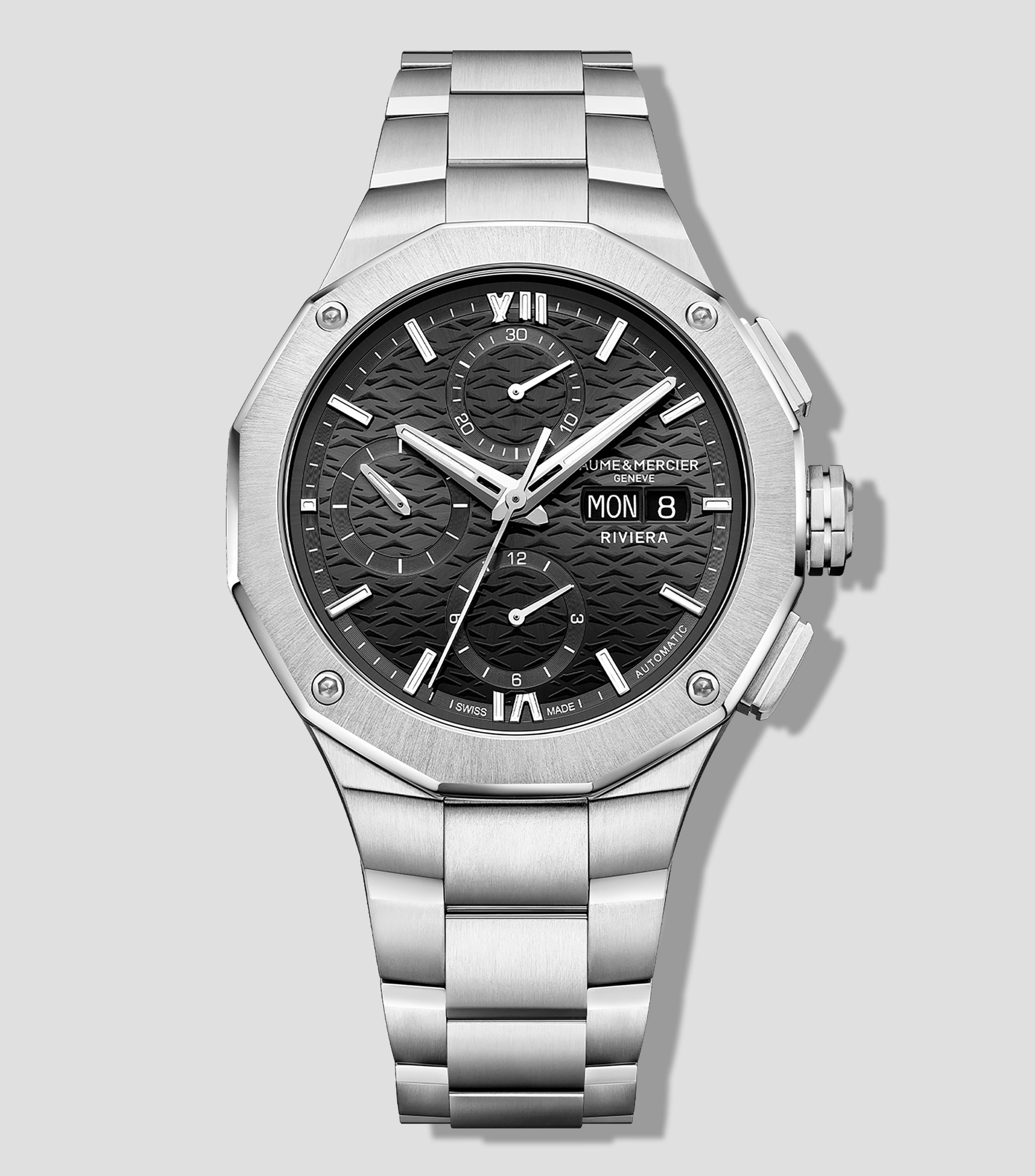 Reloj para Hombre Riviera Chronograph Casual Negro, Plateado