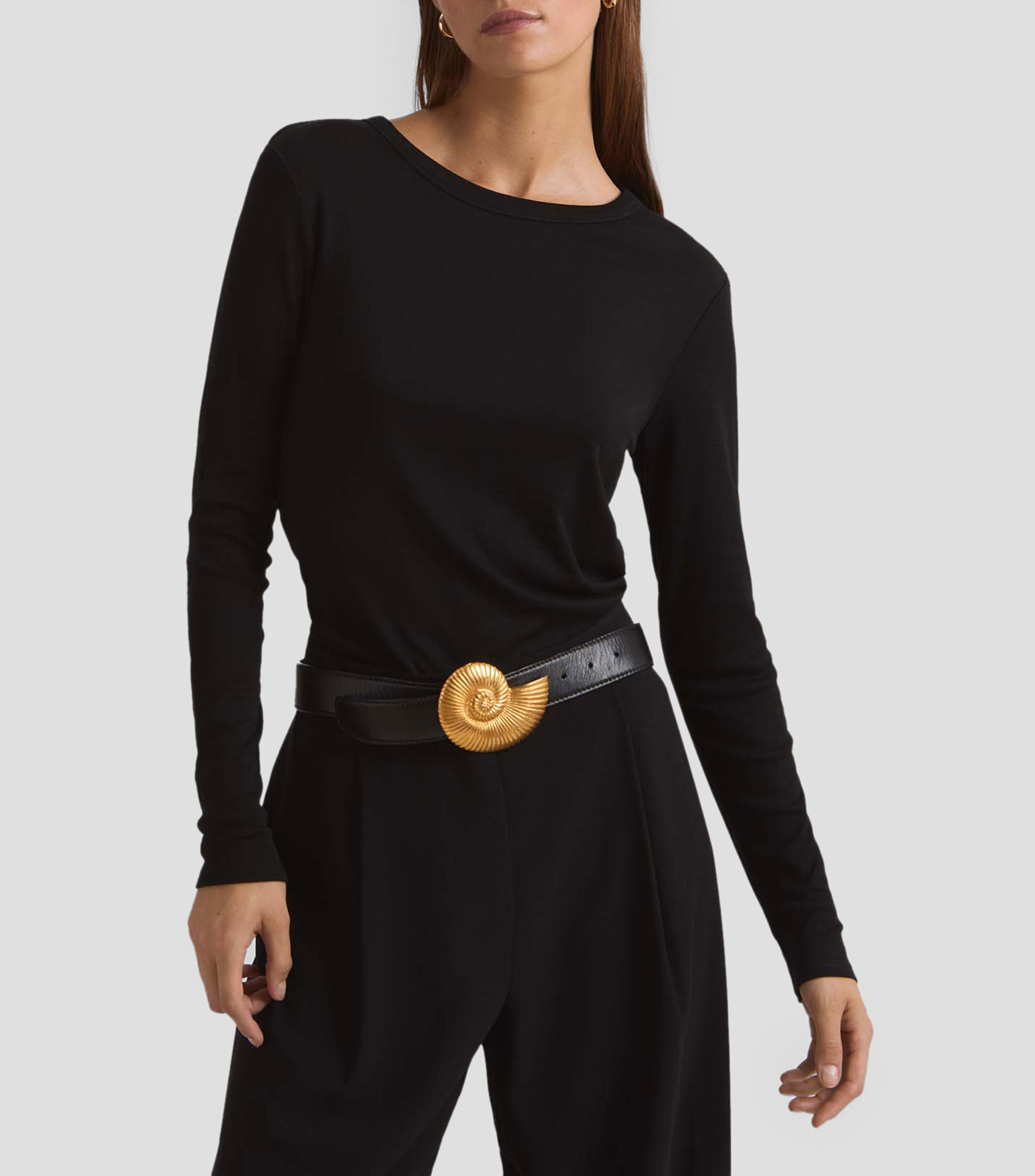 Playera de cuello redondo y manga larga Mujer