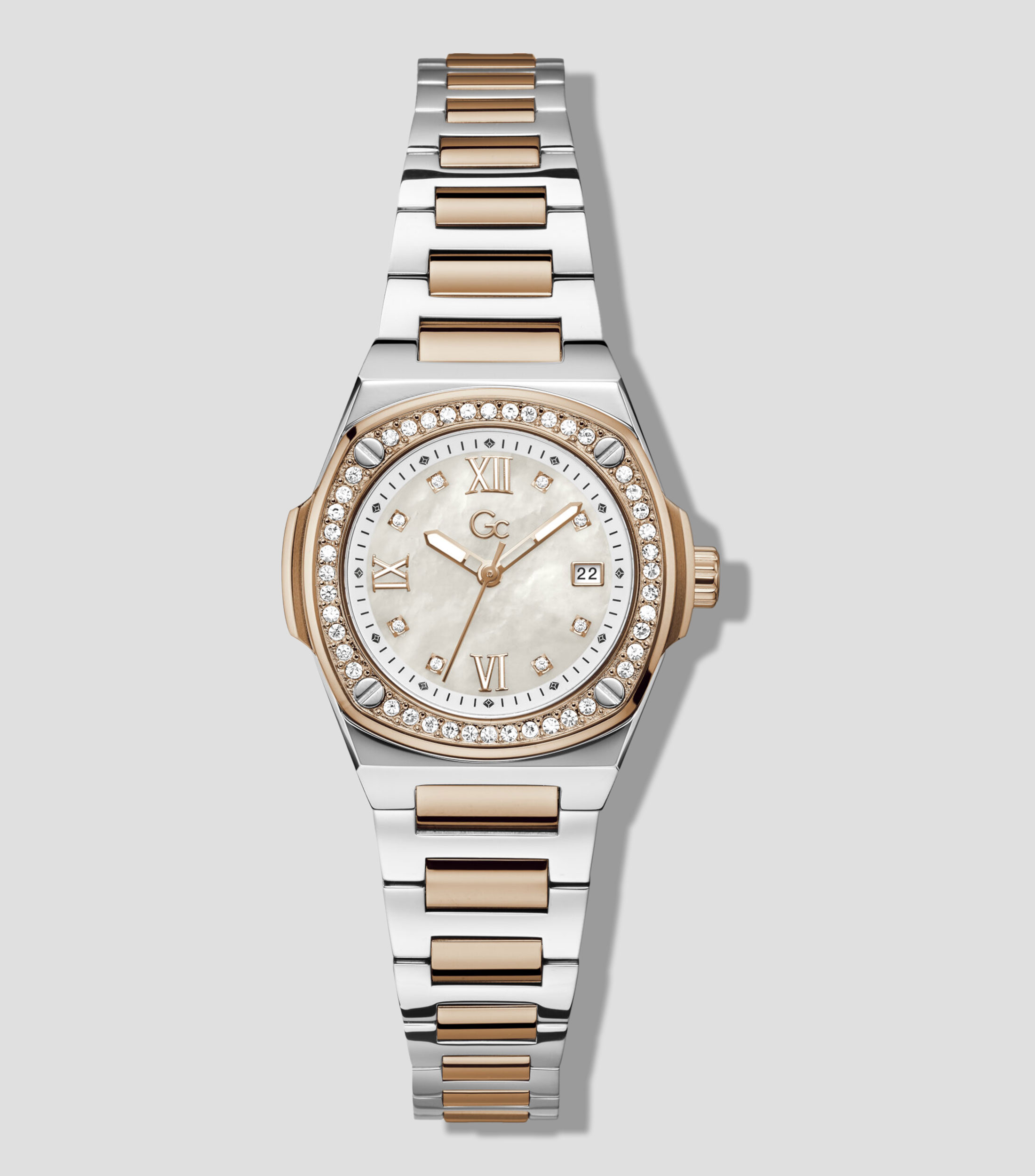 Reloj para Mujer Coussin Shape Mini casual plateado, tono oro rosa