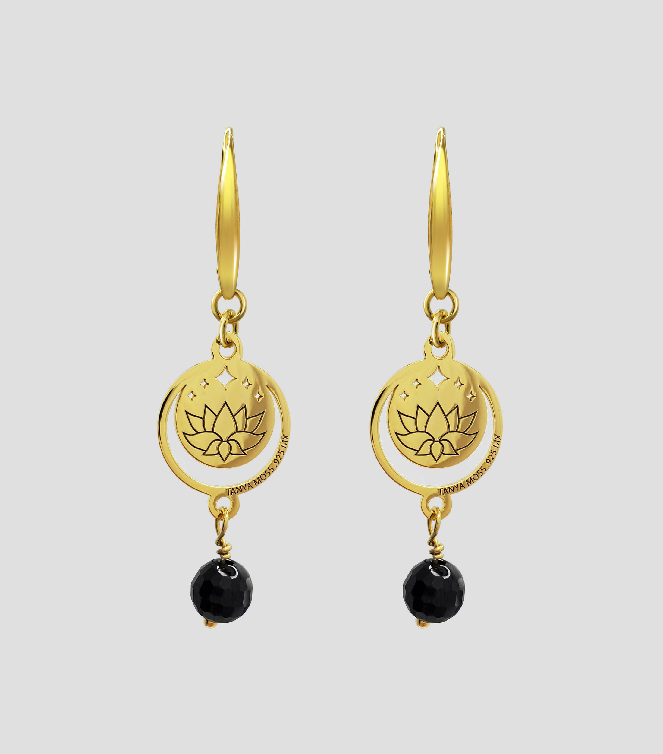 Aretes en Plata .925 con Ágata Negra Magia Mujer