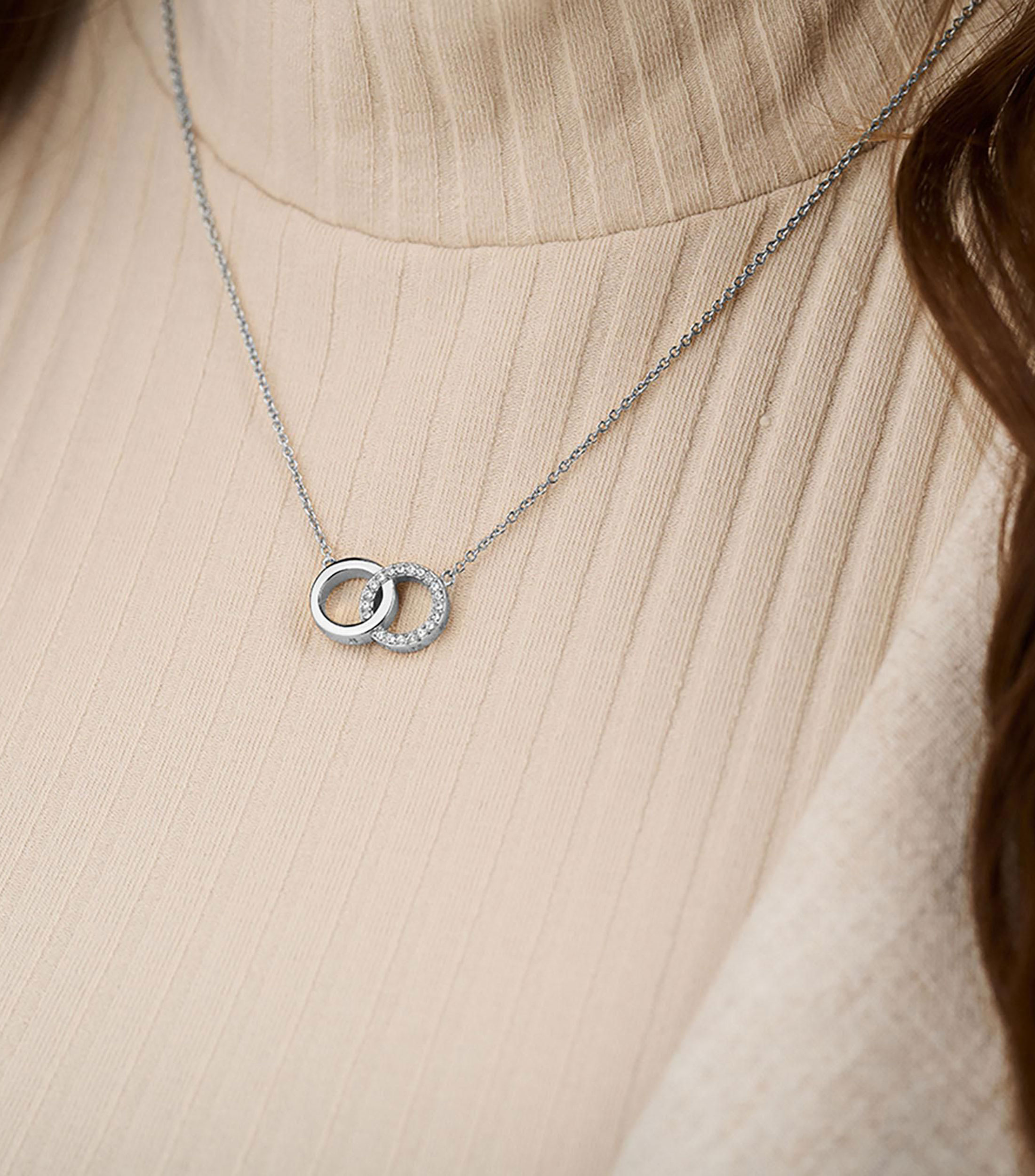Collar aros entrelazados Classics con cristales Mujer