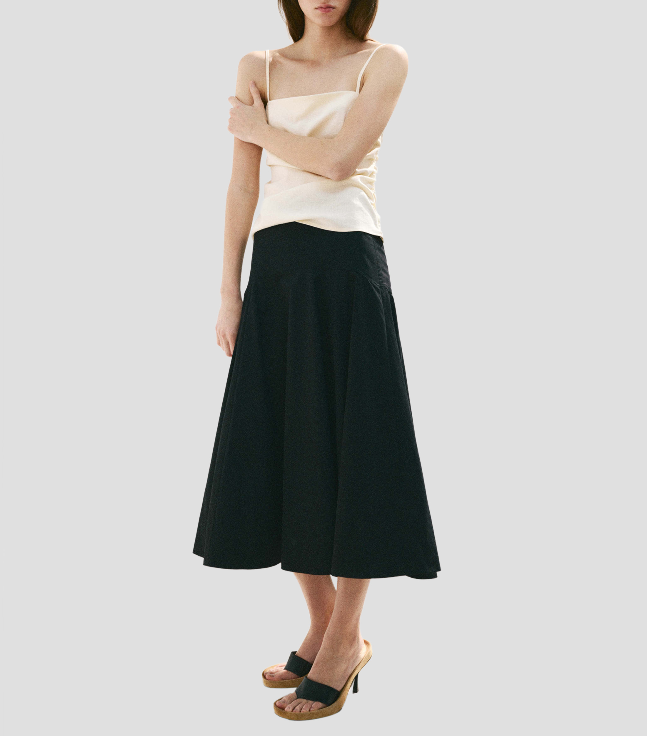 Top cuello cuadrado manga sin mangas liso Mujer