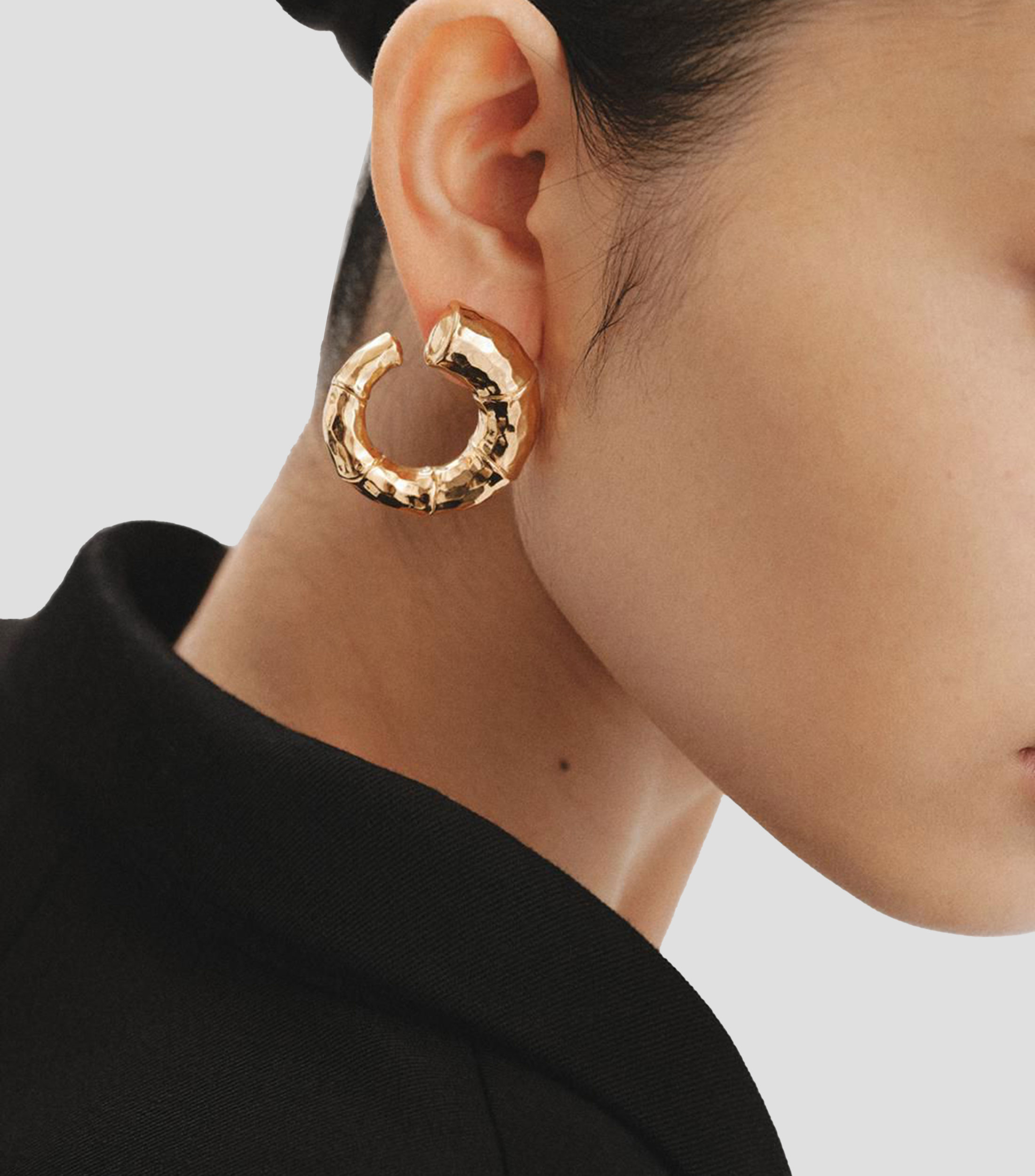 Pendientes en plata .925 con aro grande y textura Rush Mujer