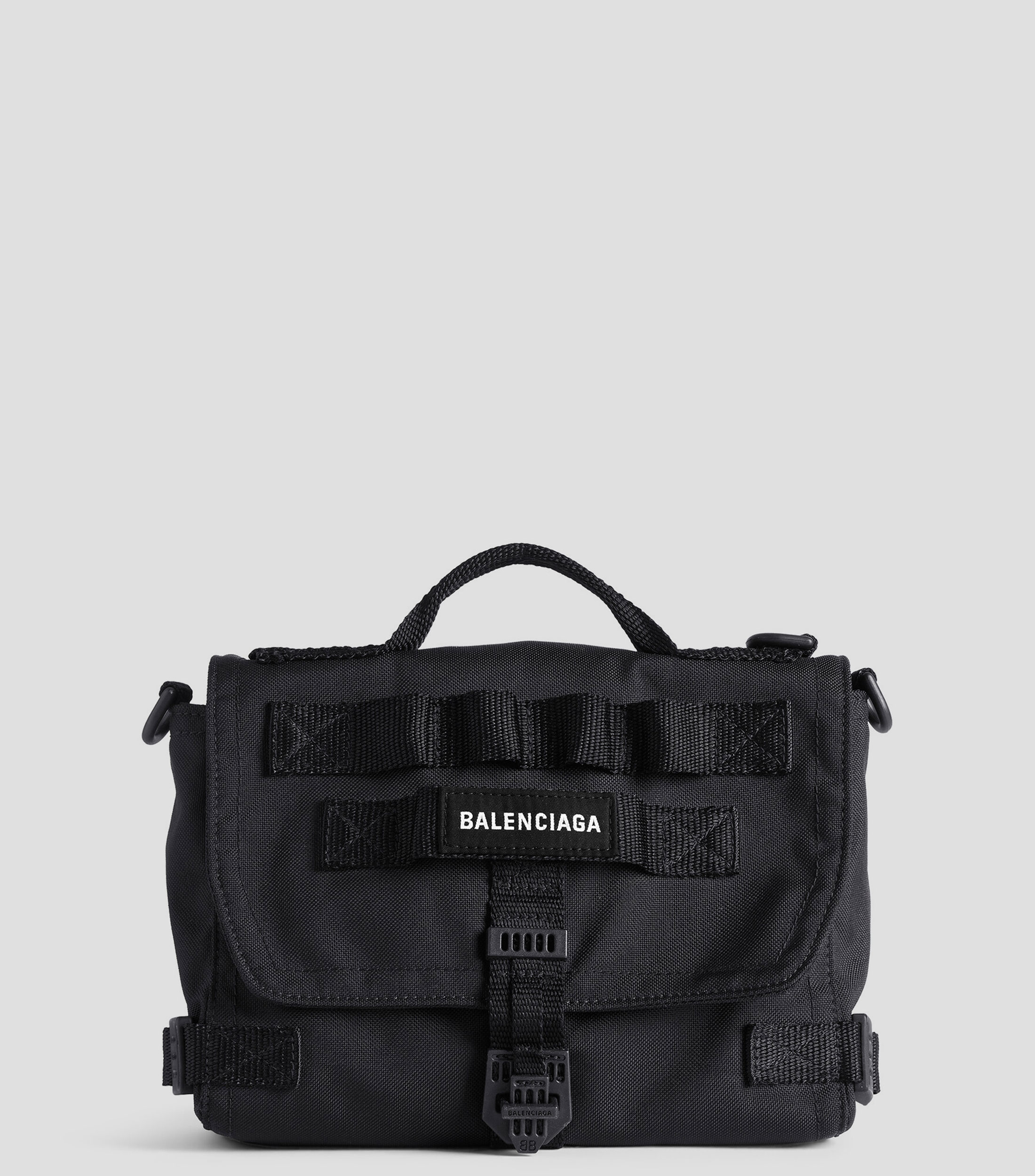 BOLSO MESSENGER ARMY PEQUEÑO EN NAILON RECICLADO NEGRO