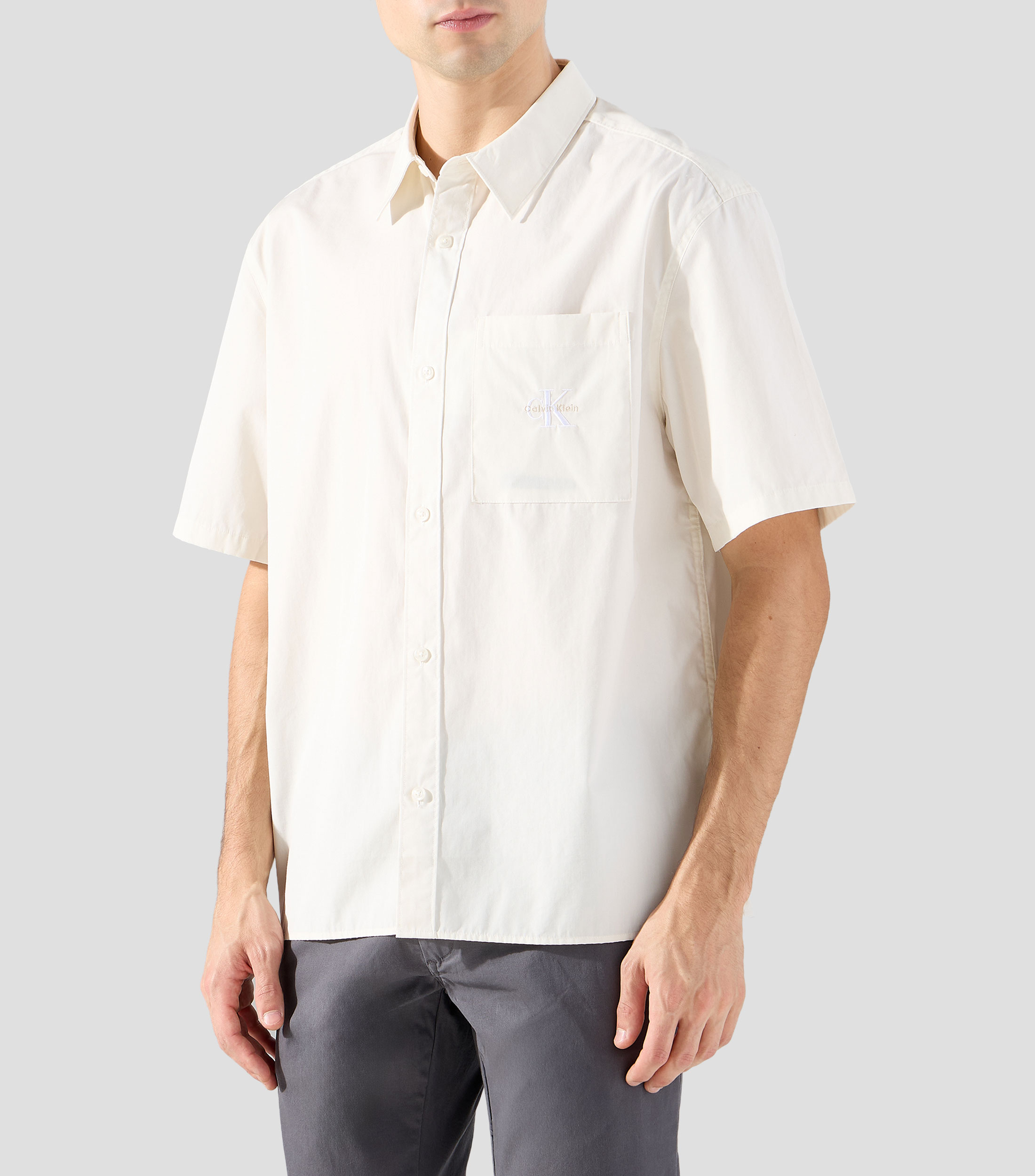 Camisa lisa manga corta Hombre