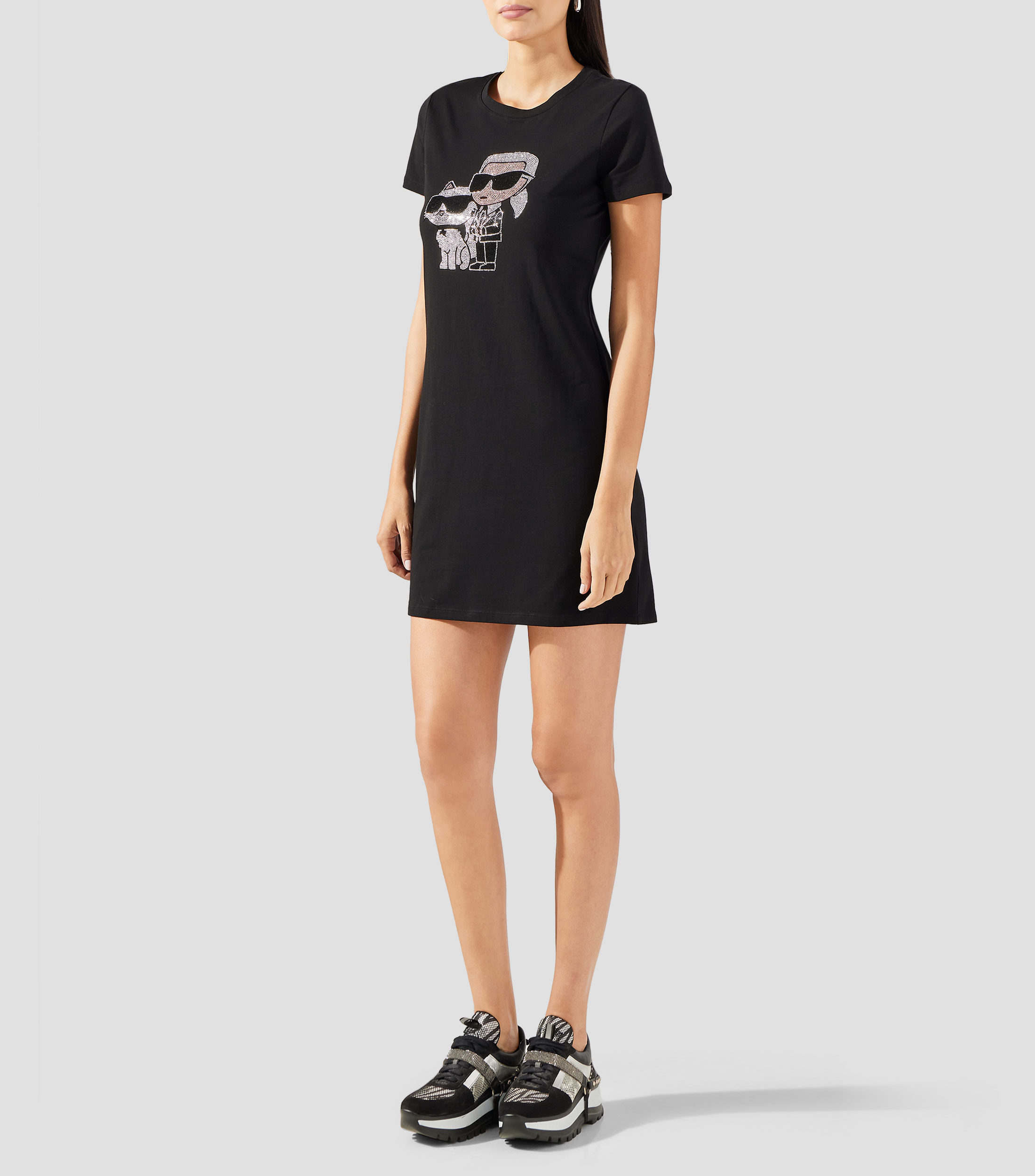Vestido corto fantasía con pedrería Mujer