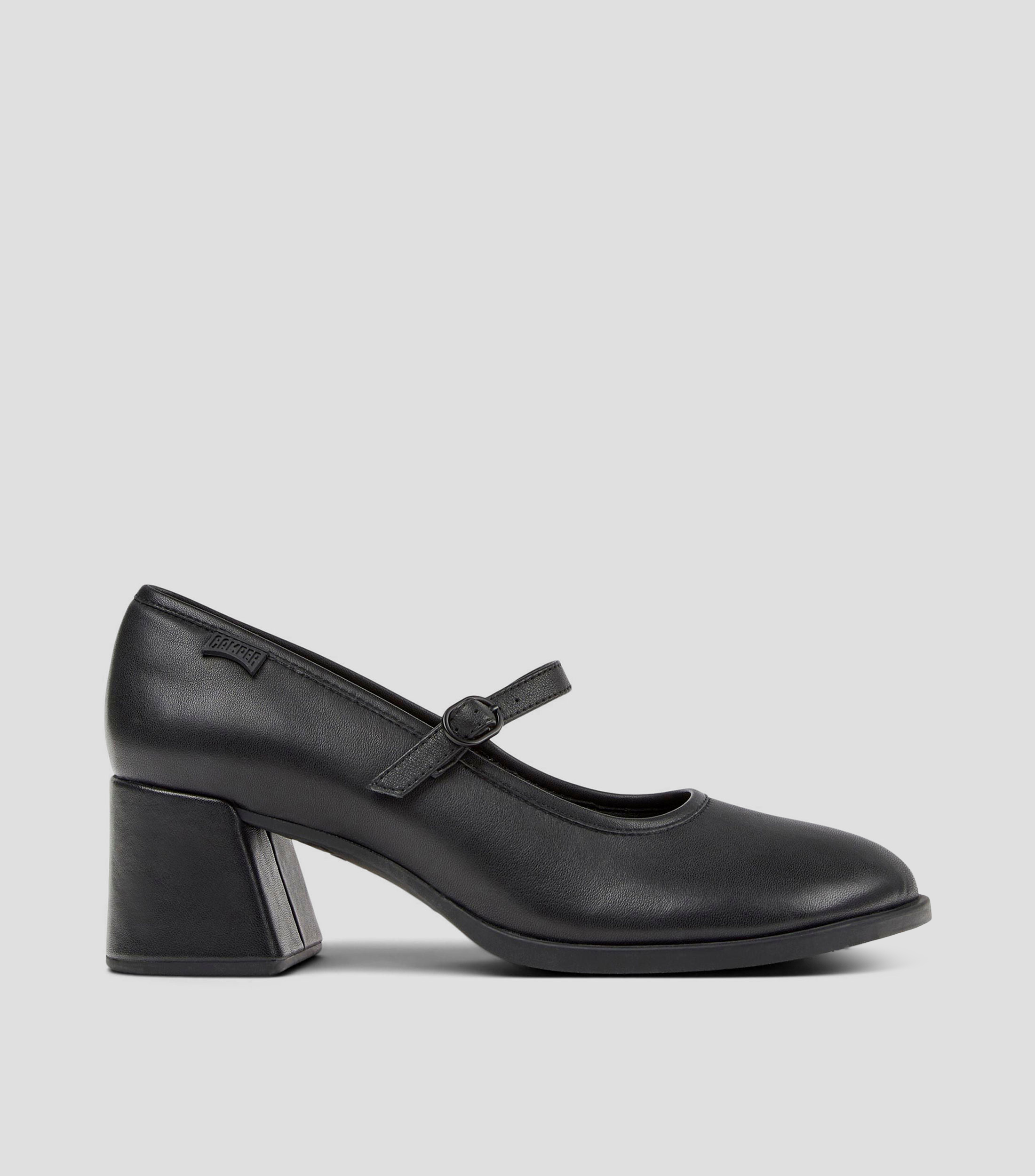 Zapatillas casuales Mary Jane tacón mediano ancho en piel Mujer