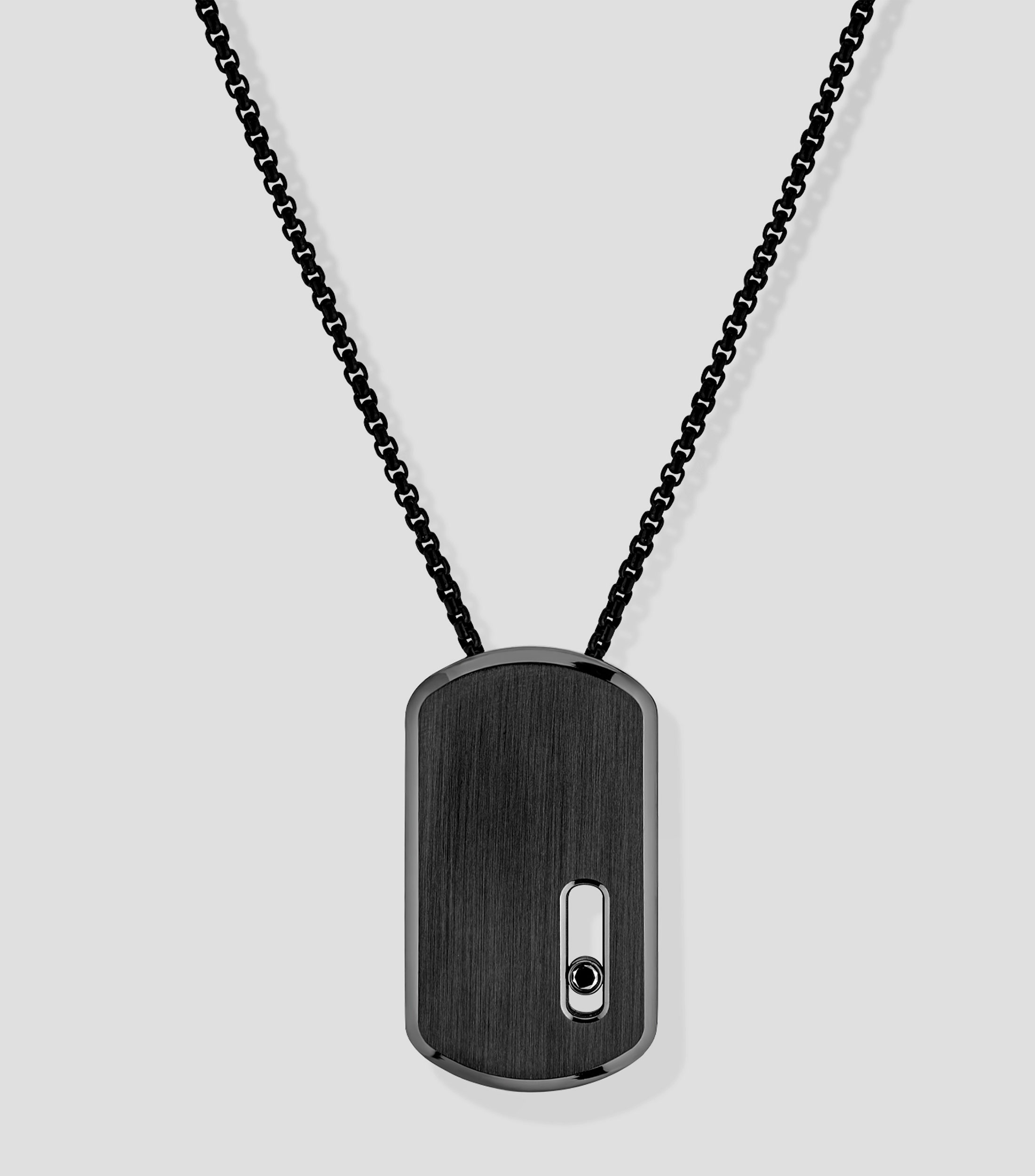 Dije rectangular Move Titanium con diamantes Unisex