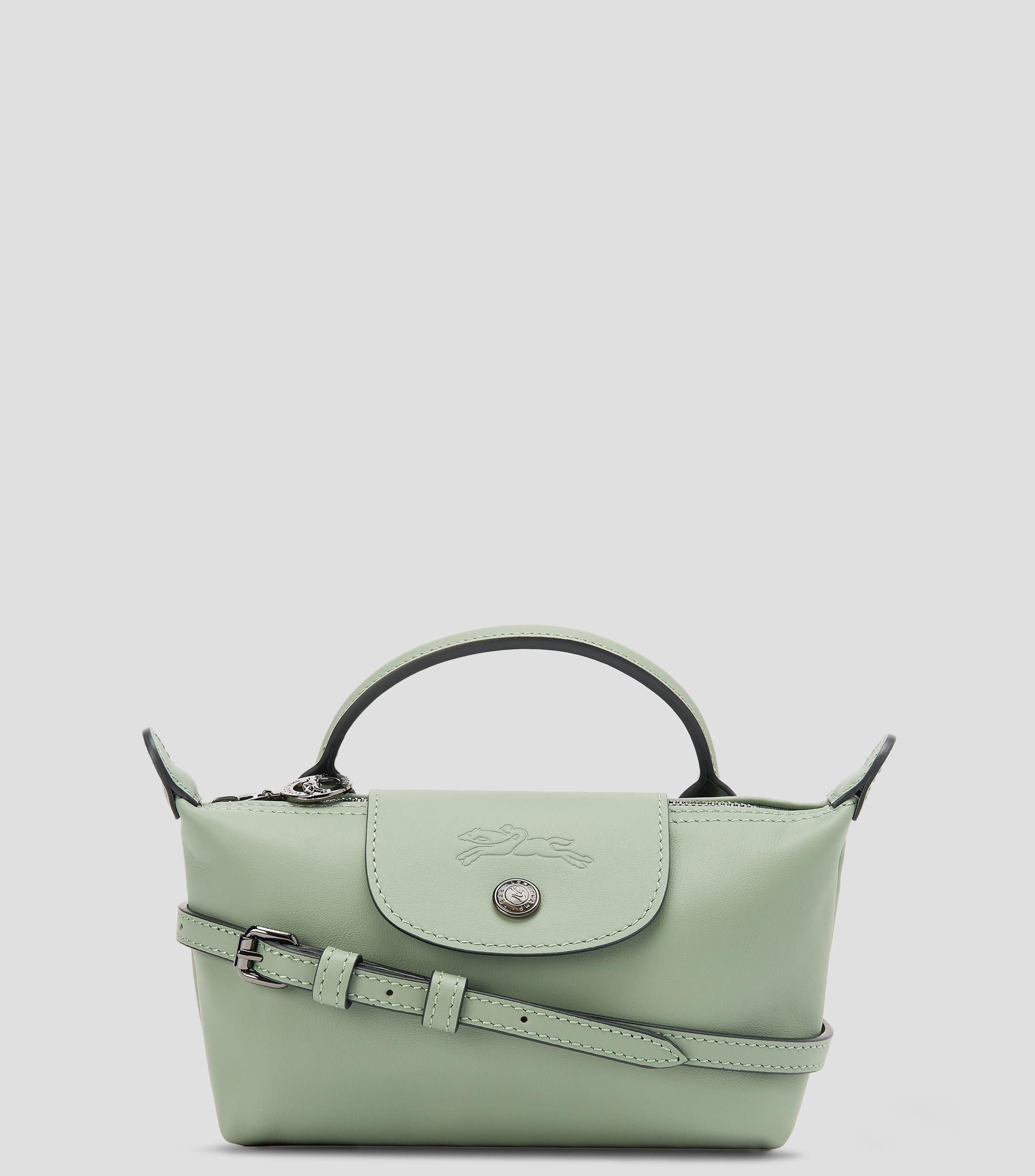 Bolsa pouch verde en piel Le Pliage Xtra lisa Mujer