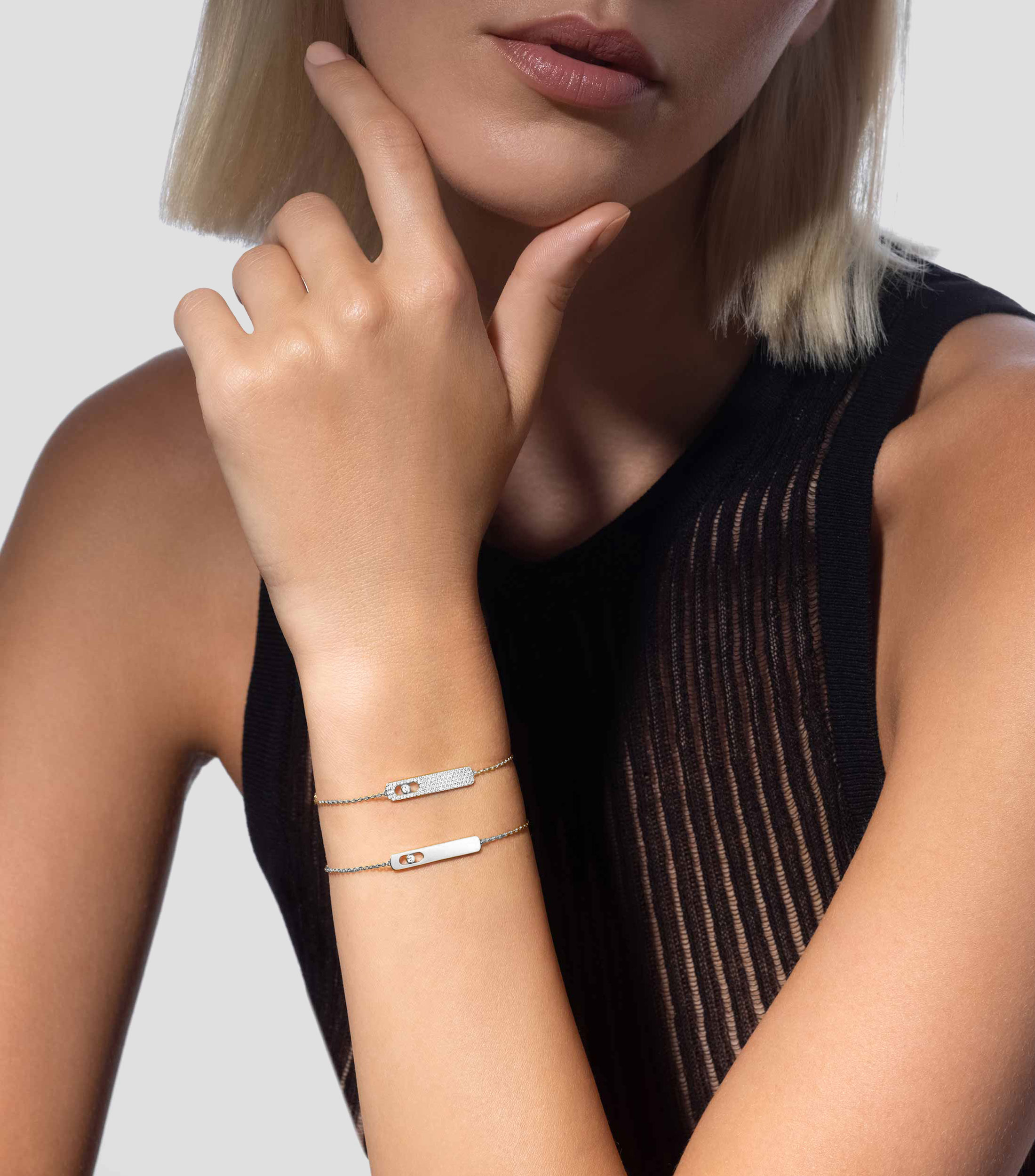 Brazalete My First Diamond pavés en oro blanco de 18 Kts Mujer