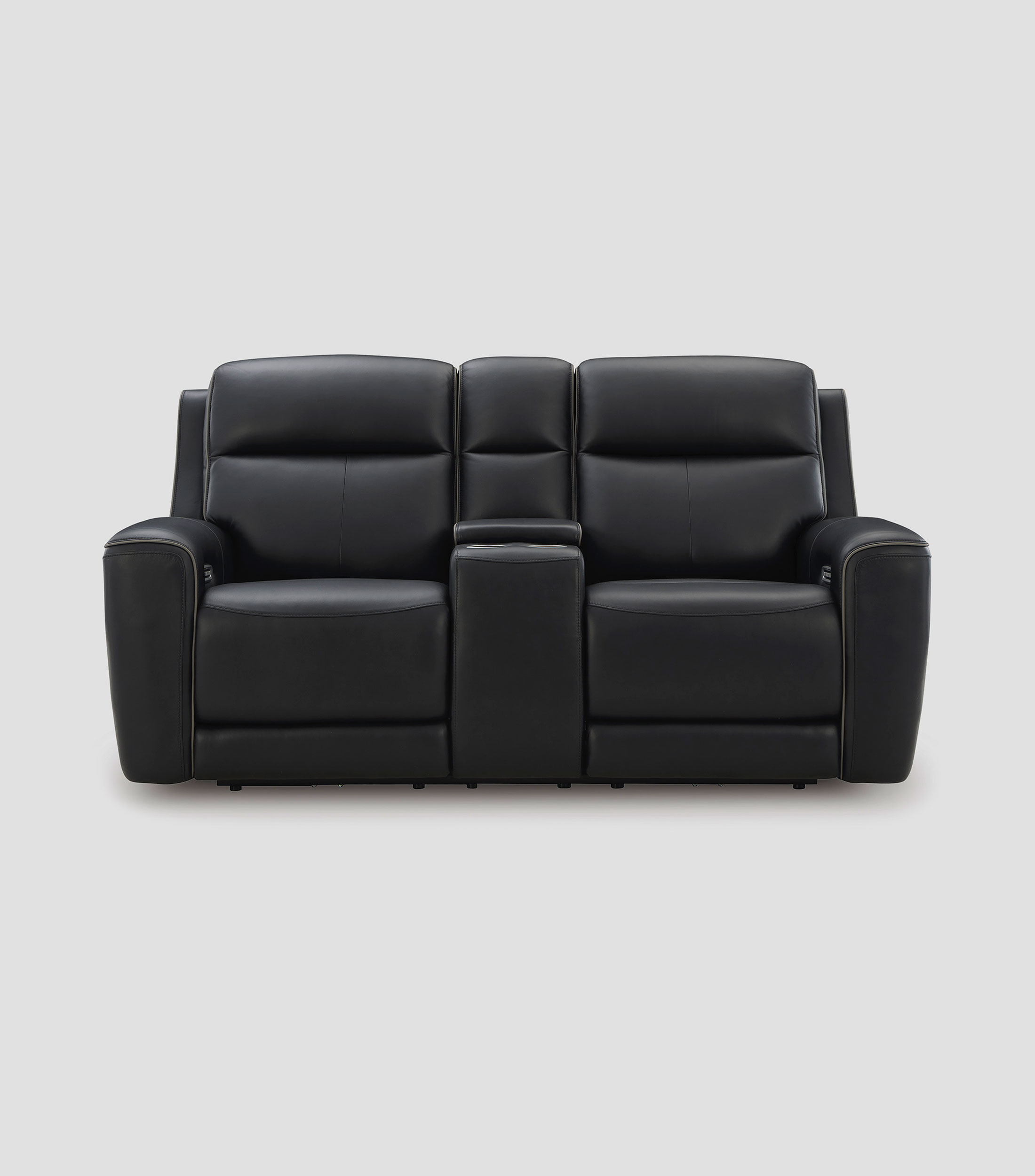 Loveseat reclinable eléctrico en piel Calmare Negro