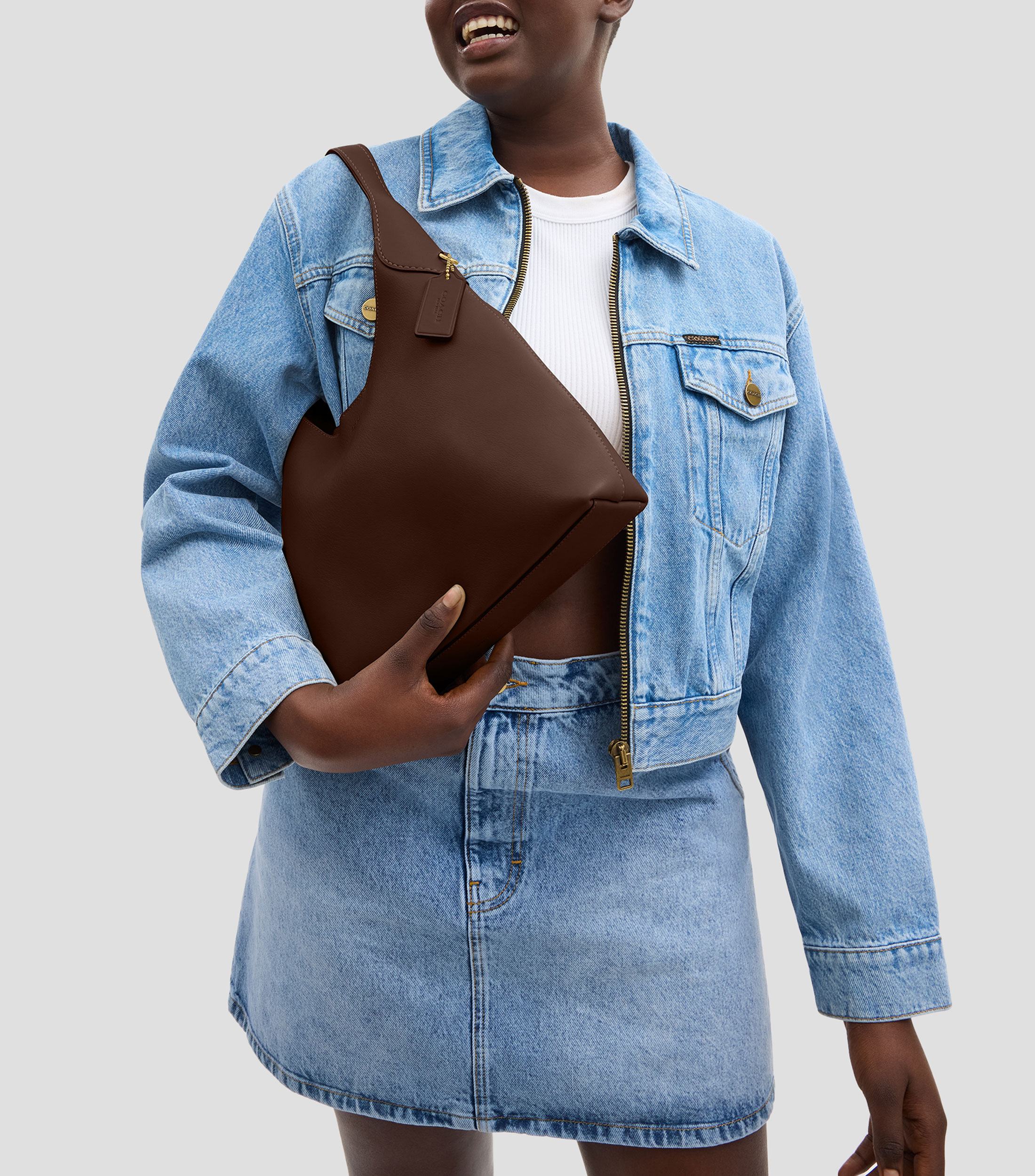 Bolsa shoulder café en piel Brooklyn 28 lisa Mujer