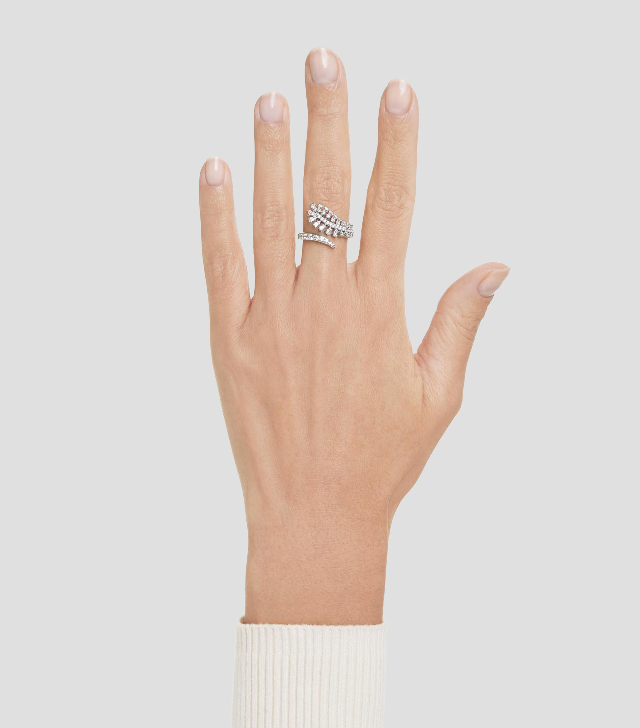 Anillo abierto Vienna Feather con Swarovski Zirconia Mujer