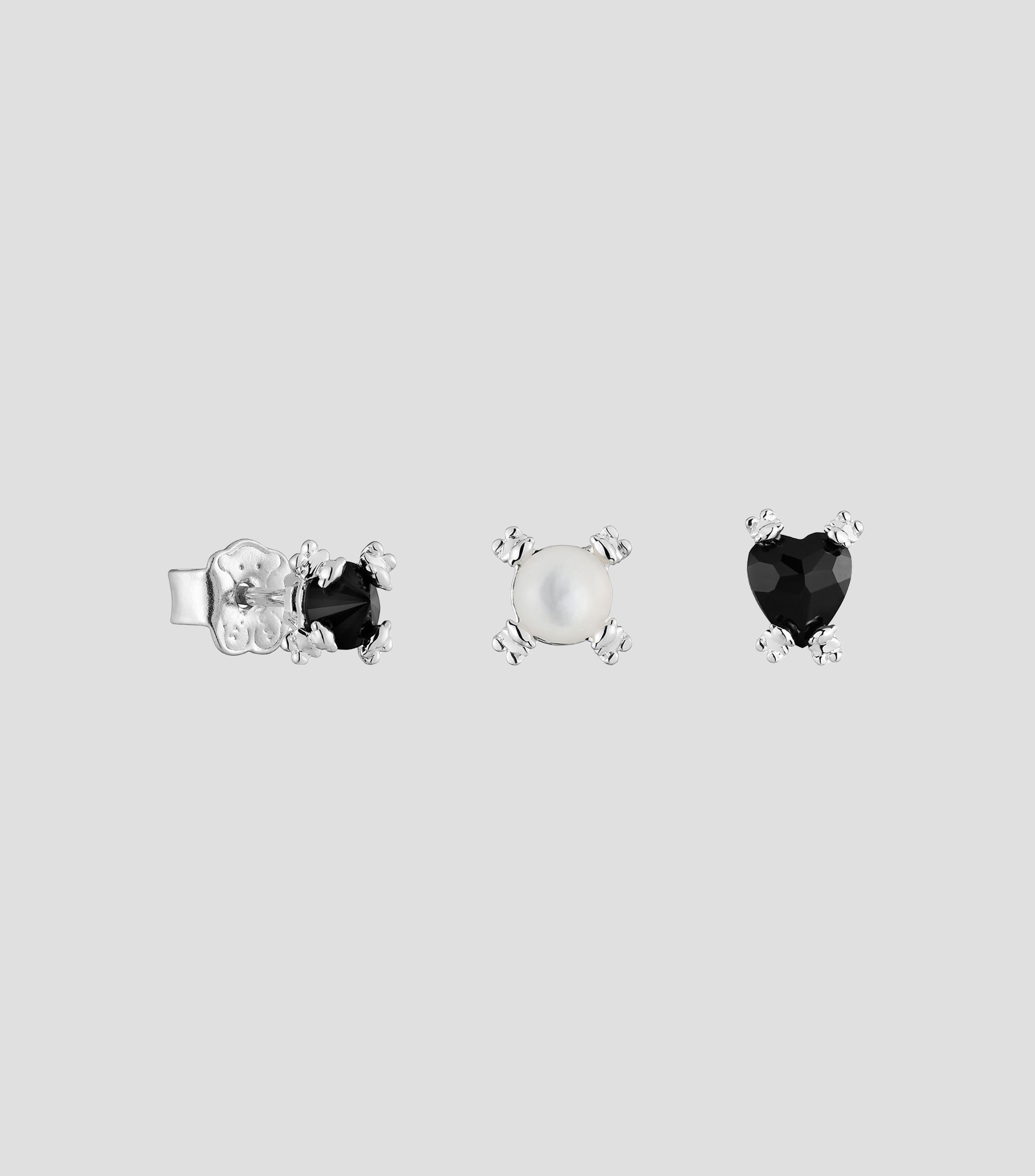 Set 3 Aretes en Plata .925 con Ónix y Nácar Color Pills Mujer