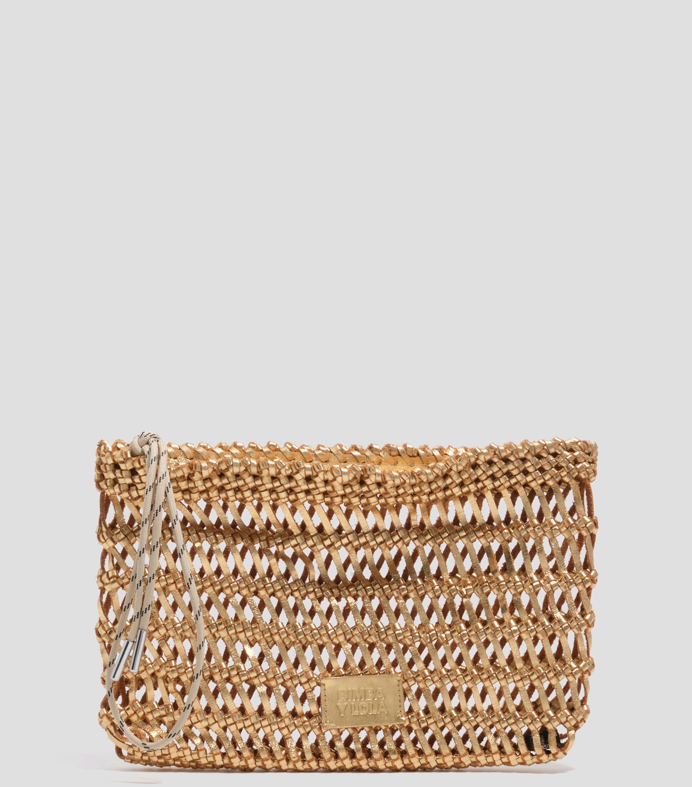 Bolsa de mano en piel vacuna con microdiseño trenzado Mujer