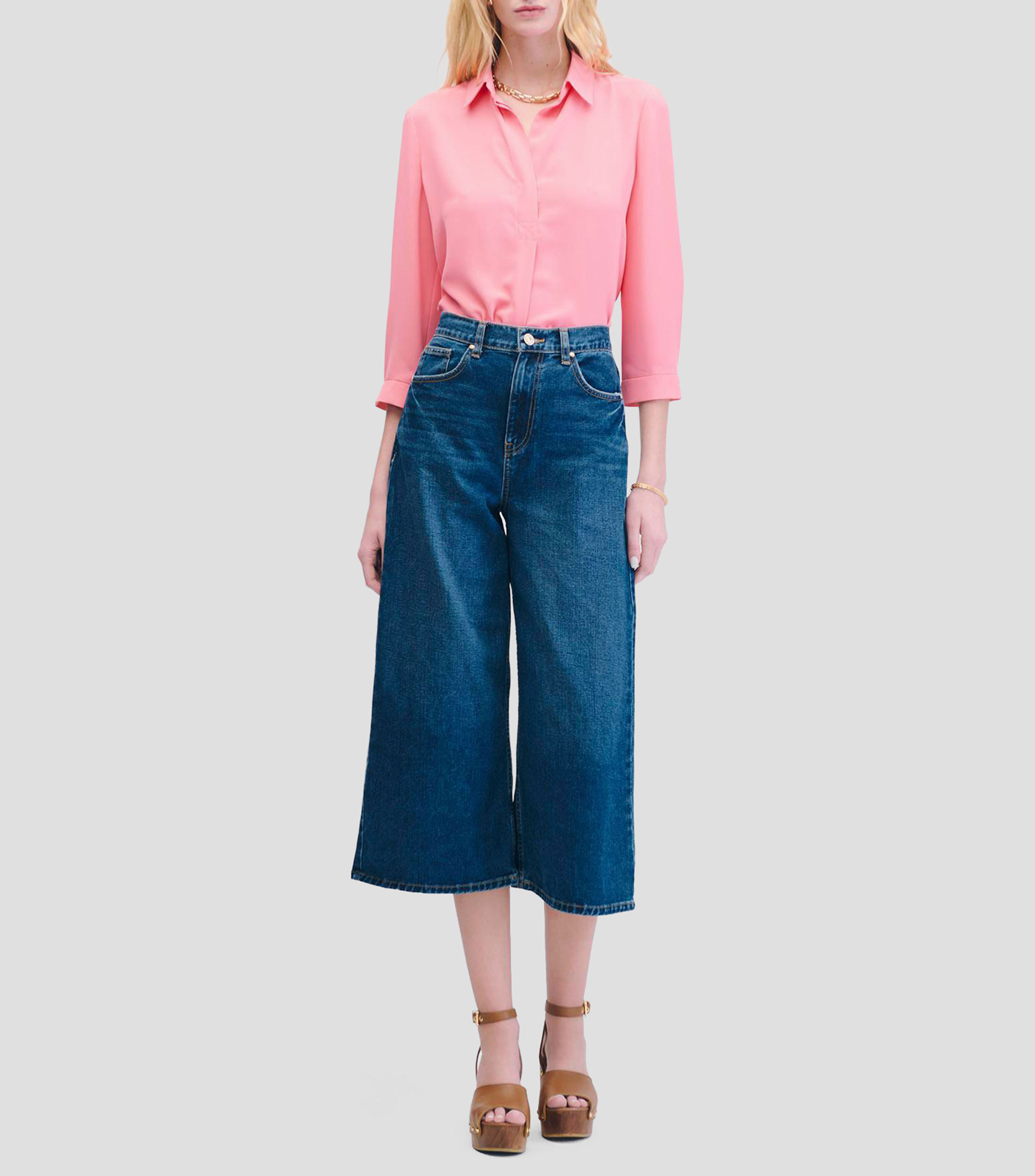 Blusa Camisera Manga 3/4 Mujer