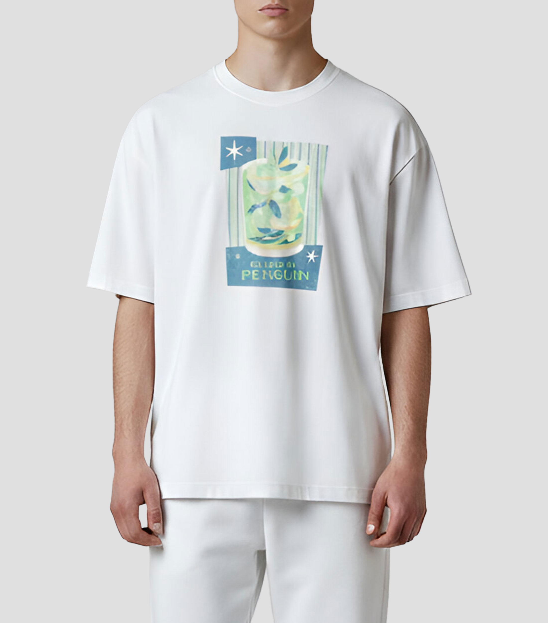 Playera cuello redondo manga corta estampada Hombre