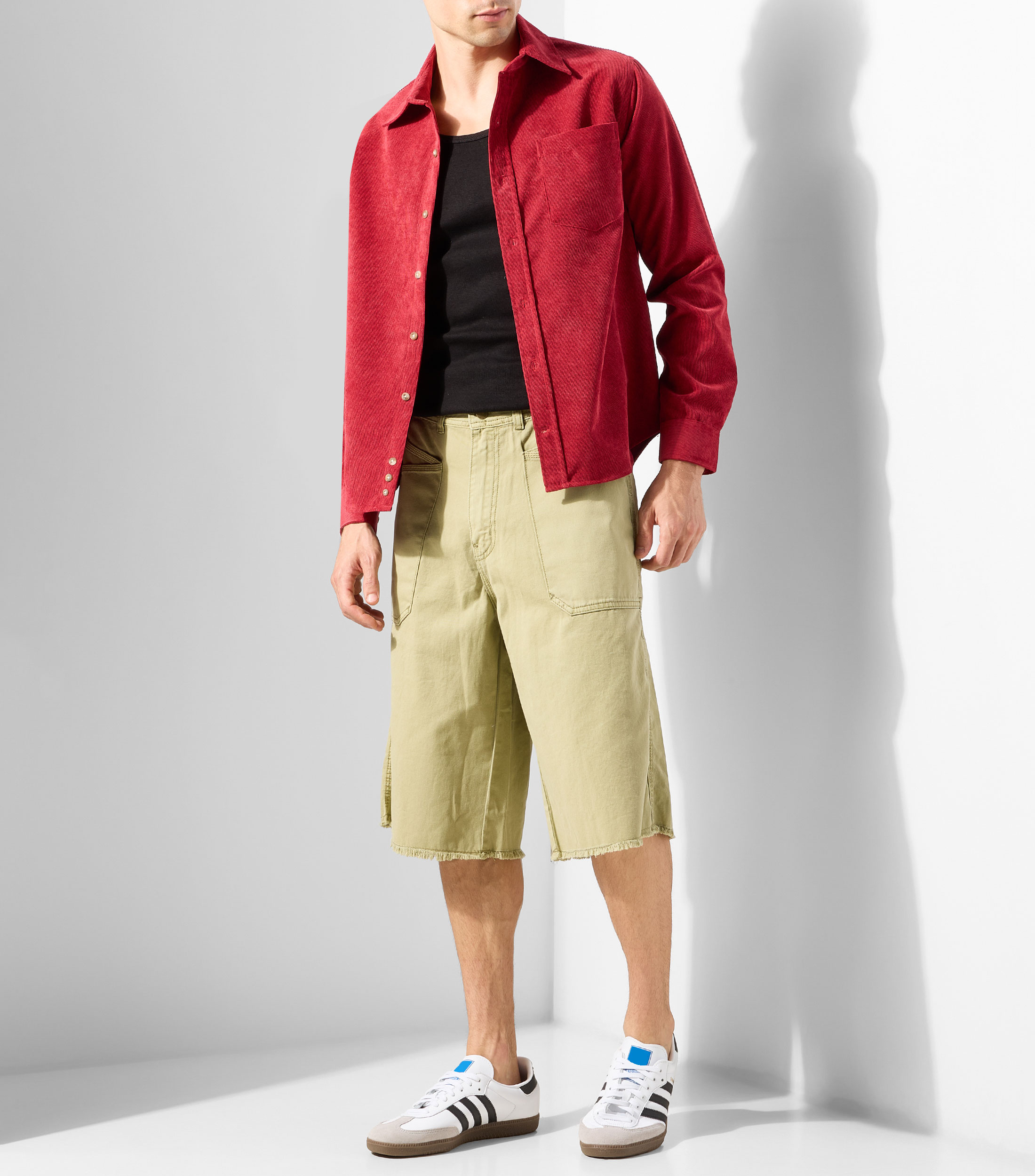 Camisa sólida manga larga Hombre