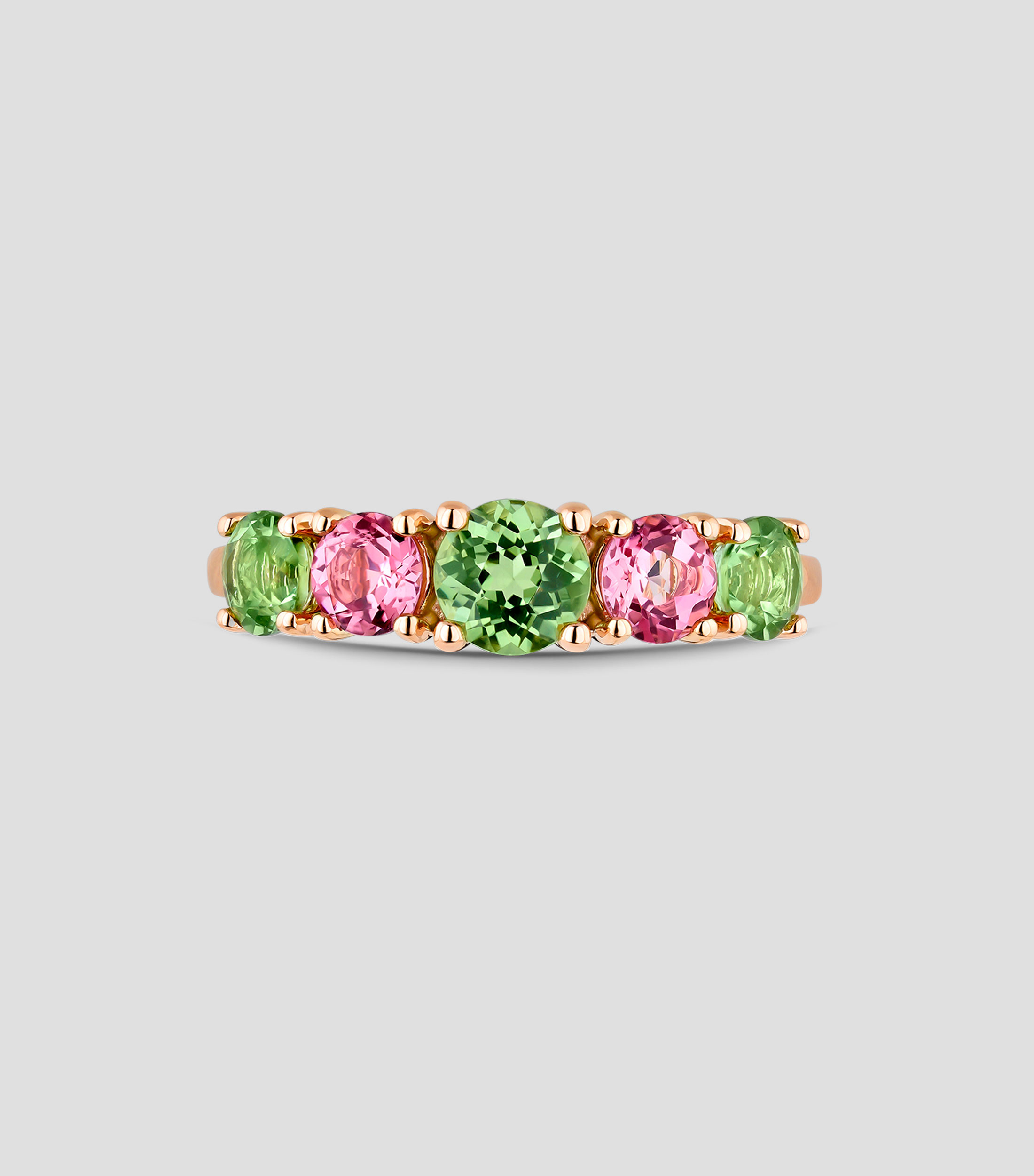 Anillo en oro rosa de 18 Kts Turmalinas Mujer