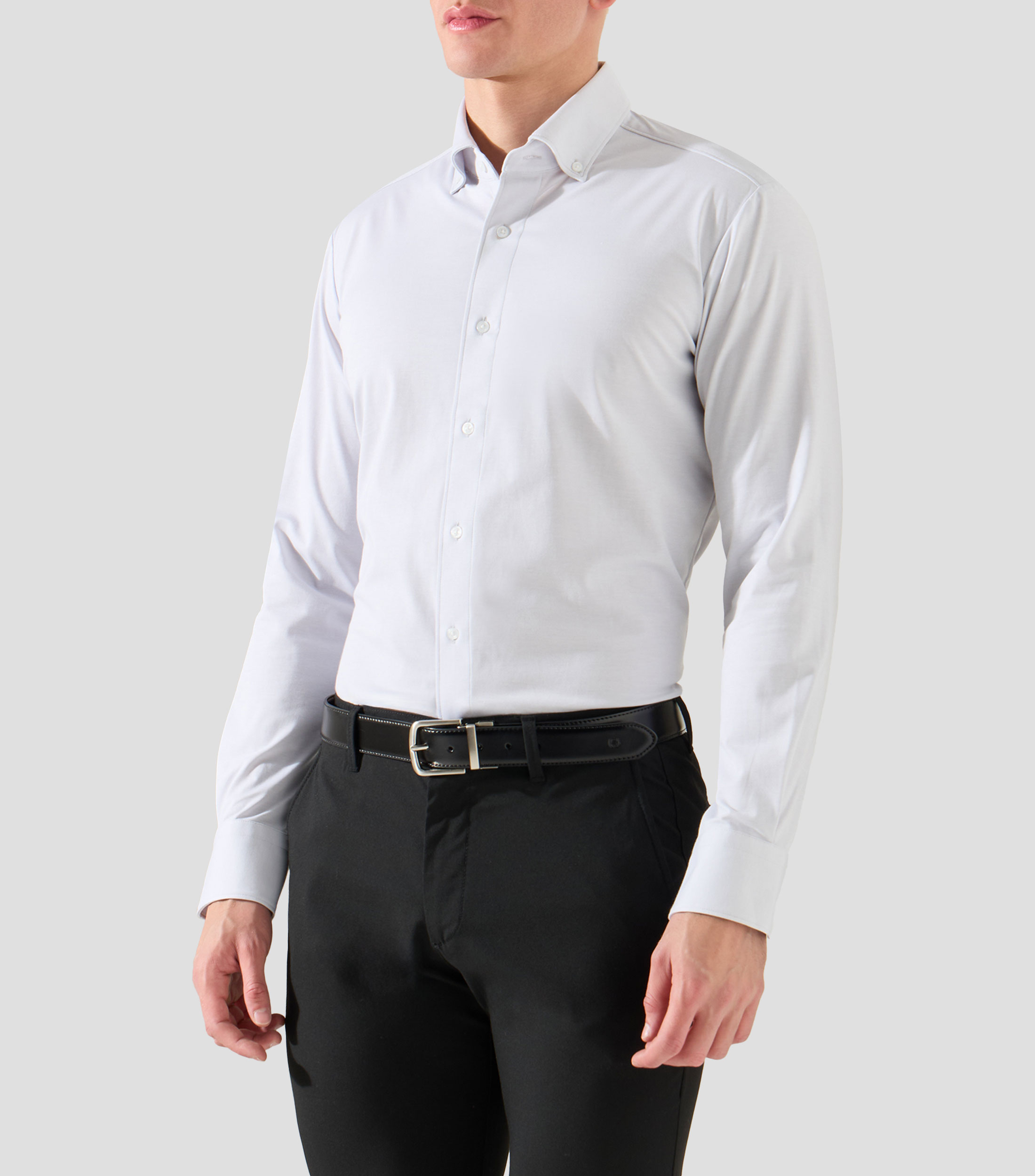 Camisa lisa con manga larga Hombre