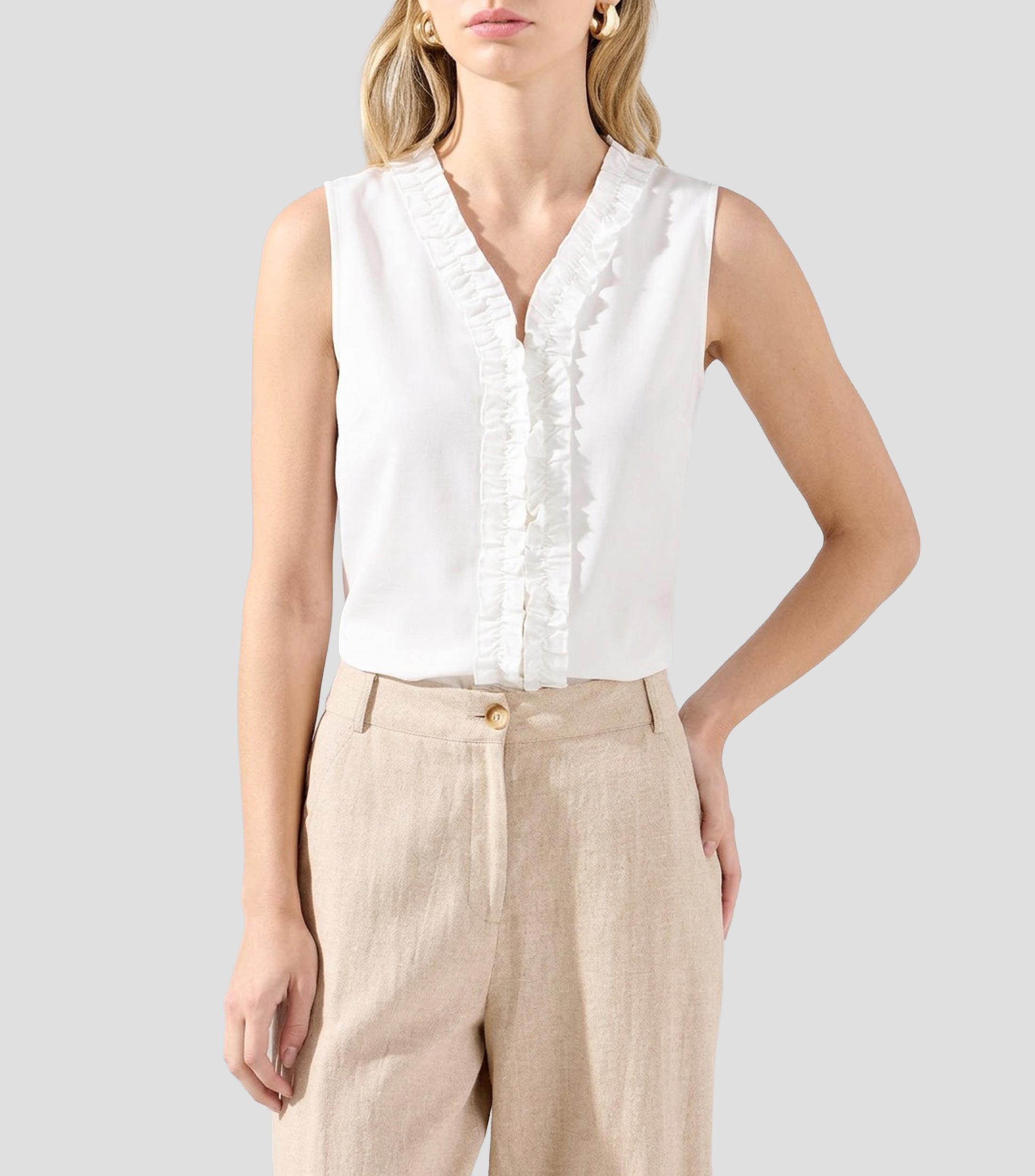 Blusa lisa sin mangas Mujer