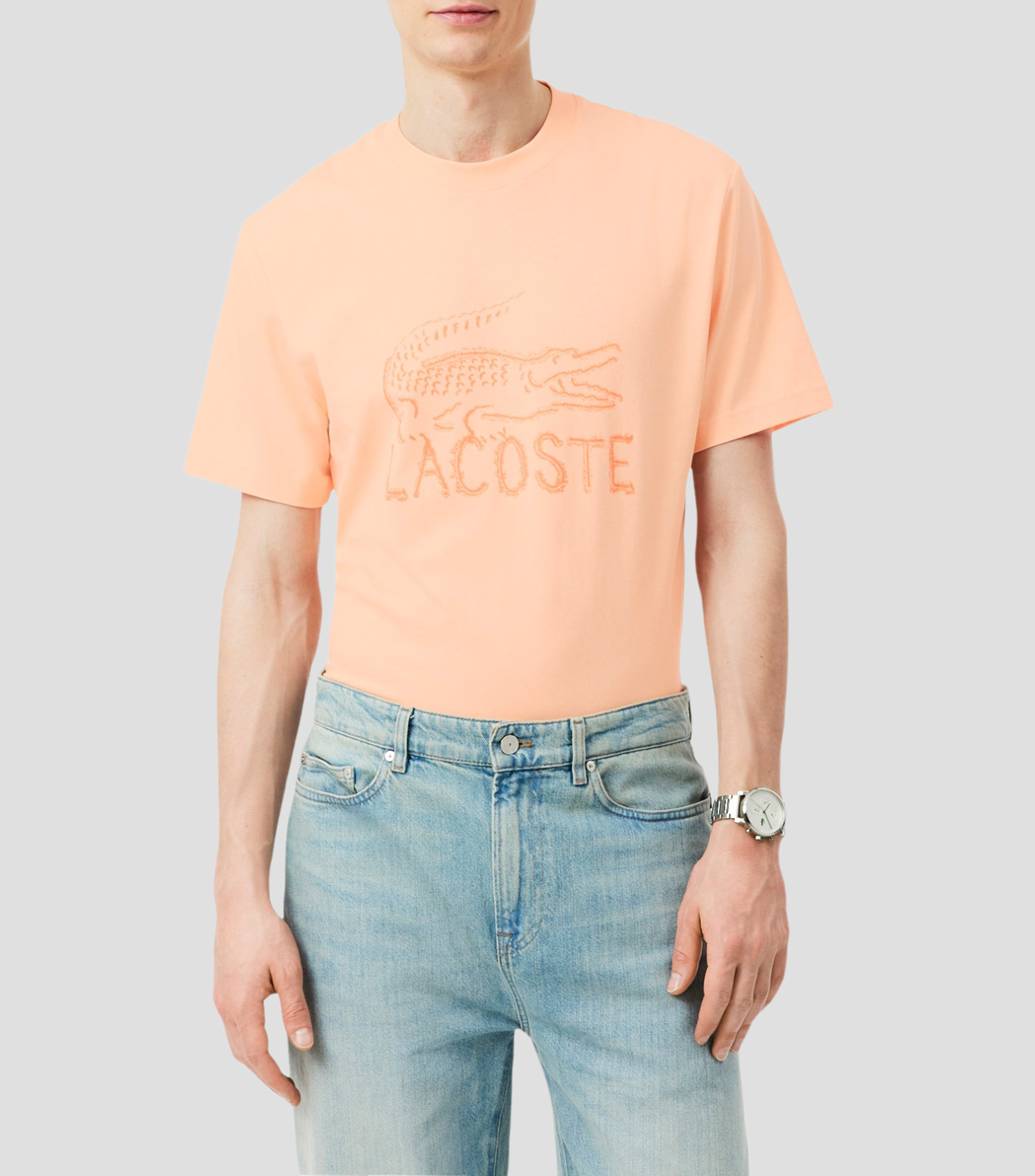 Playera cuello redondo manga corta con estampado Hombre