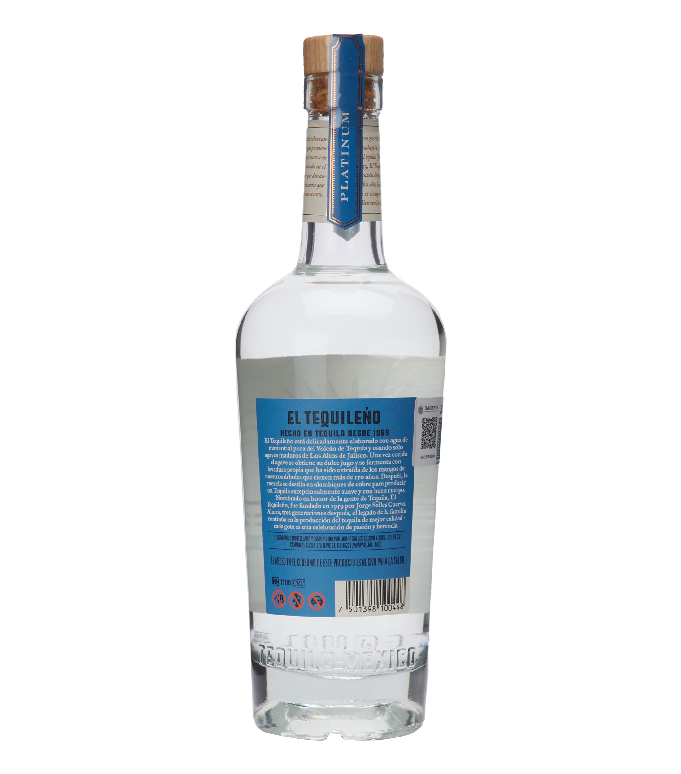 Tequila blanco Platinum El Tequileno, 750 ml