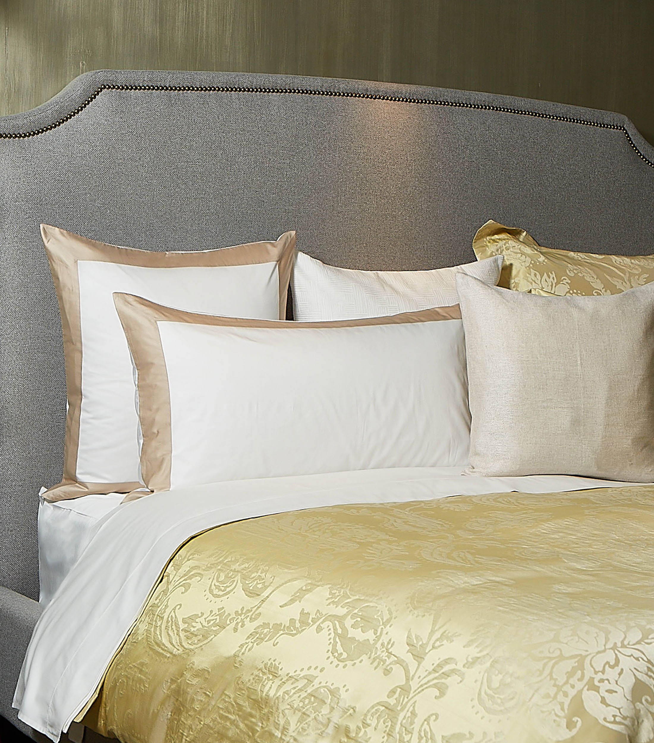 Funda para almohada Euro de algodon Bold Blanco con beige